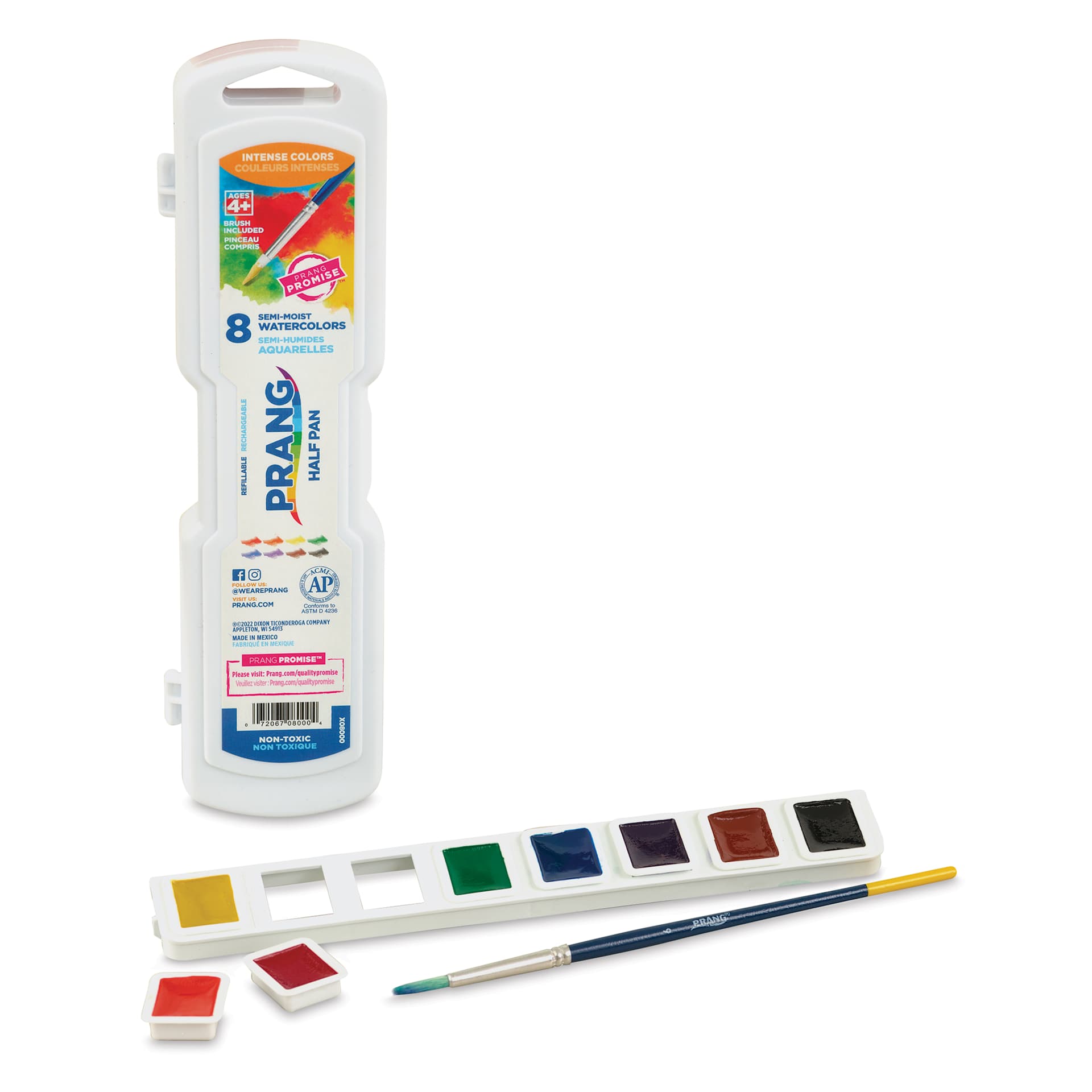 Prang Semi-Moist Watercolor Paint - Square Pans, Assorted, Set of 8 Prang Semi-Moist Watercolor Paint - Square Pans, Assorted, Set of 8