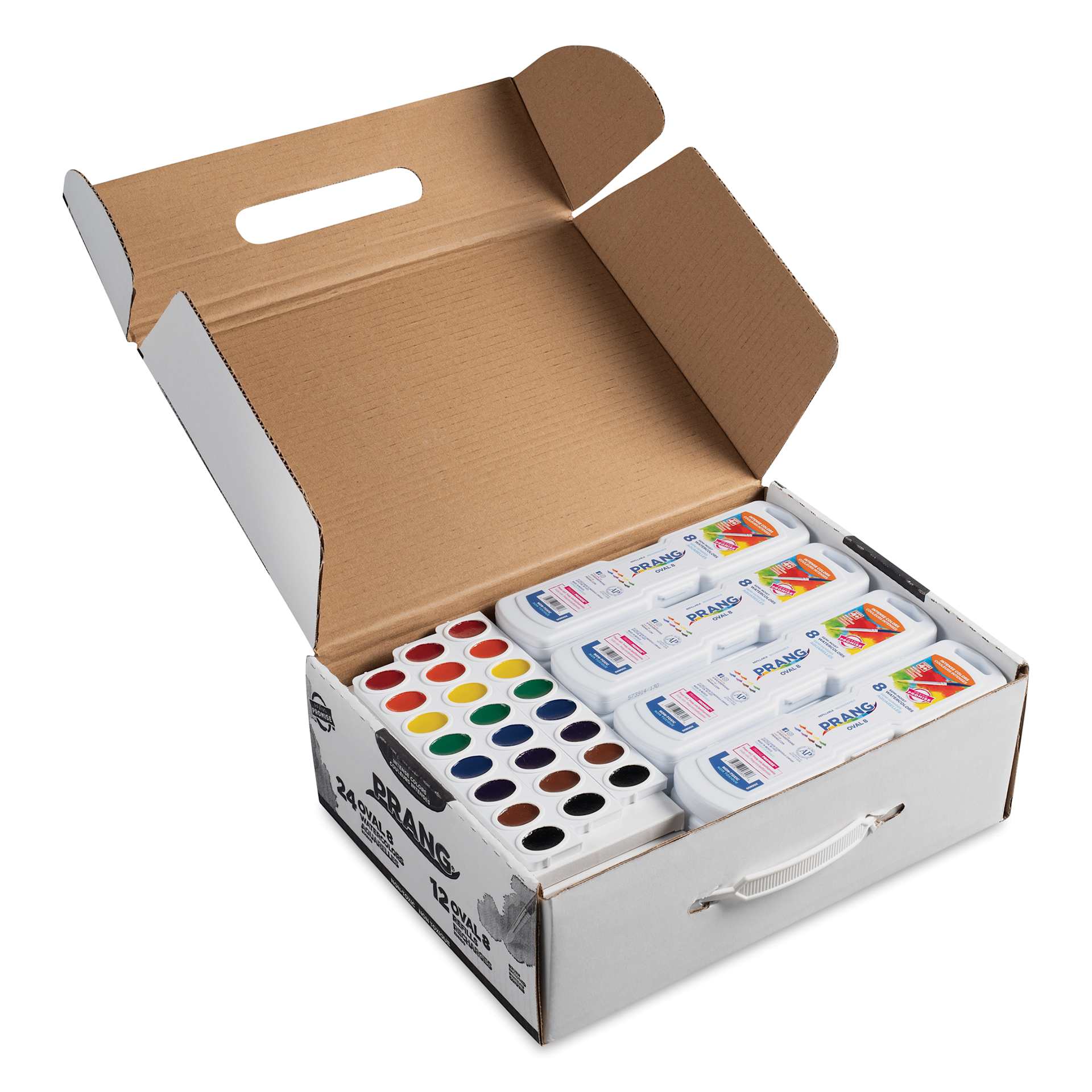 Prang Semi-Moist Watercolor Paint - Oval Pans and Refills, Masterpack of 36
