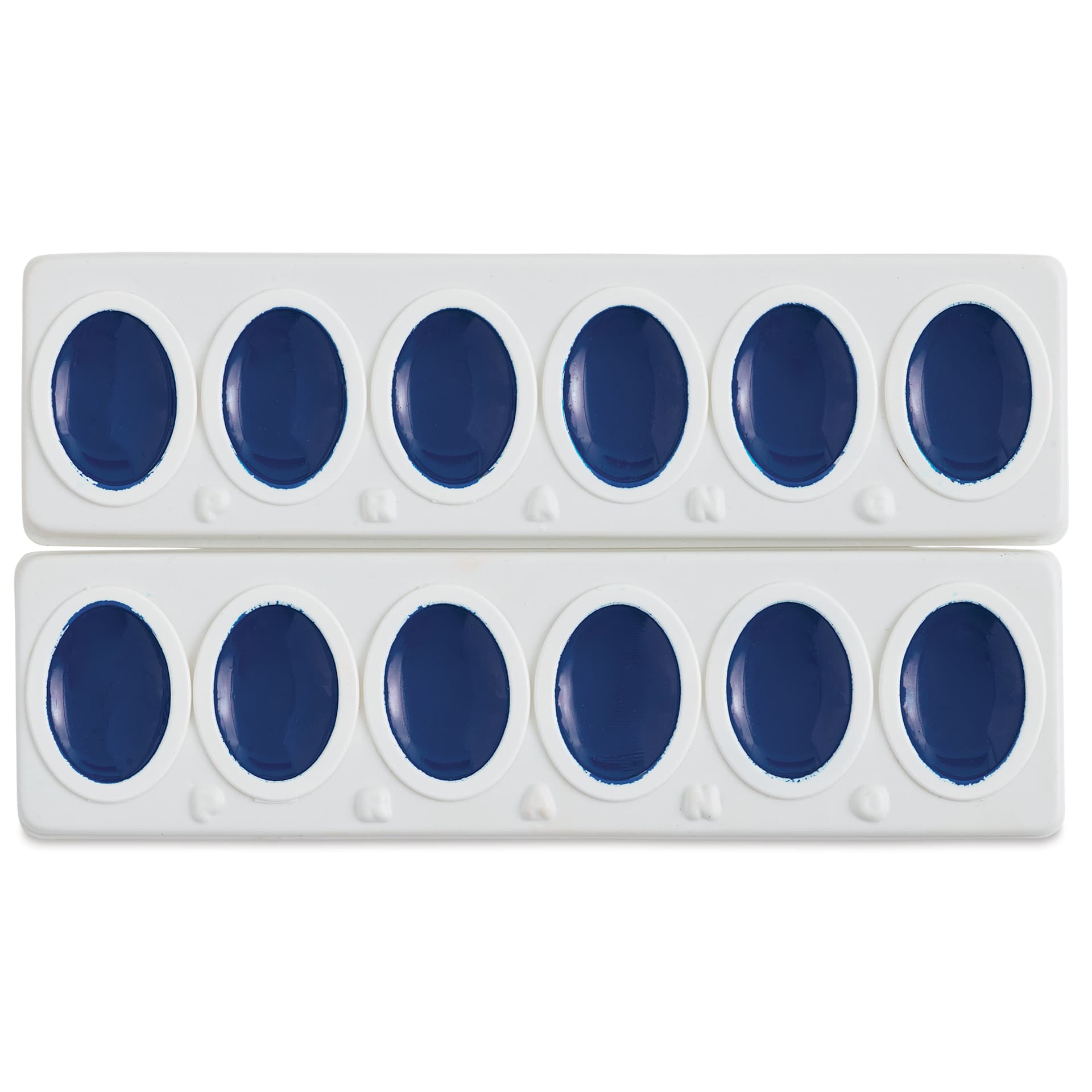 Prang Watercolor Oval Refills arrive in trays ready to be separated