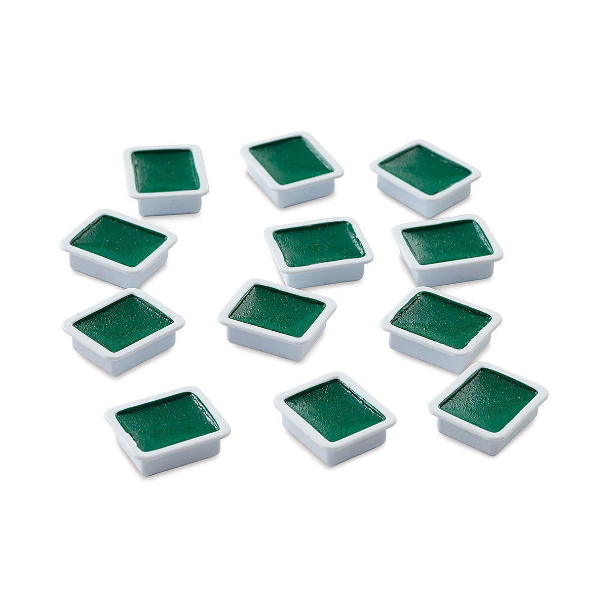 Prang Semi-Moist Watercolor Pans - Set of 12 Refill Pans, Green, Square