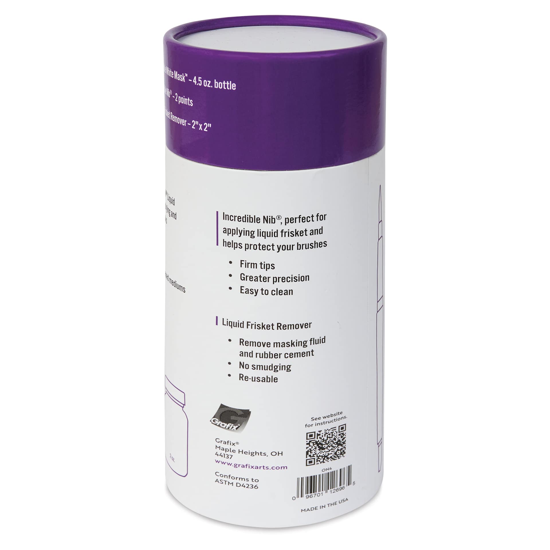 Grafix Incredible White Mask Frisket Kit - Liquid Frisket and The Incredible Nib Kit, Small back