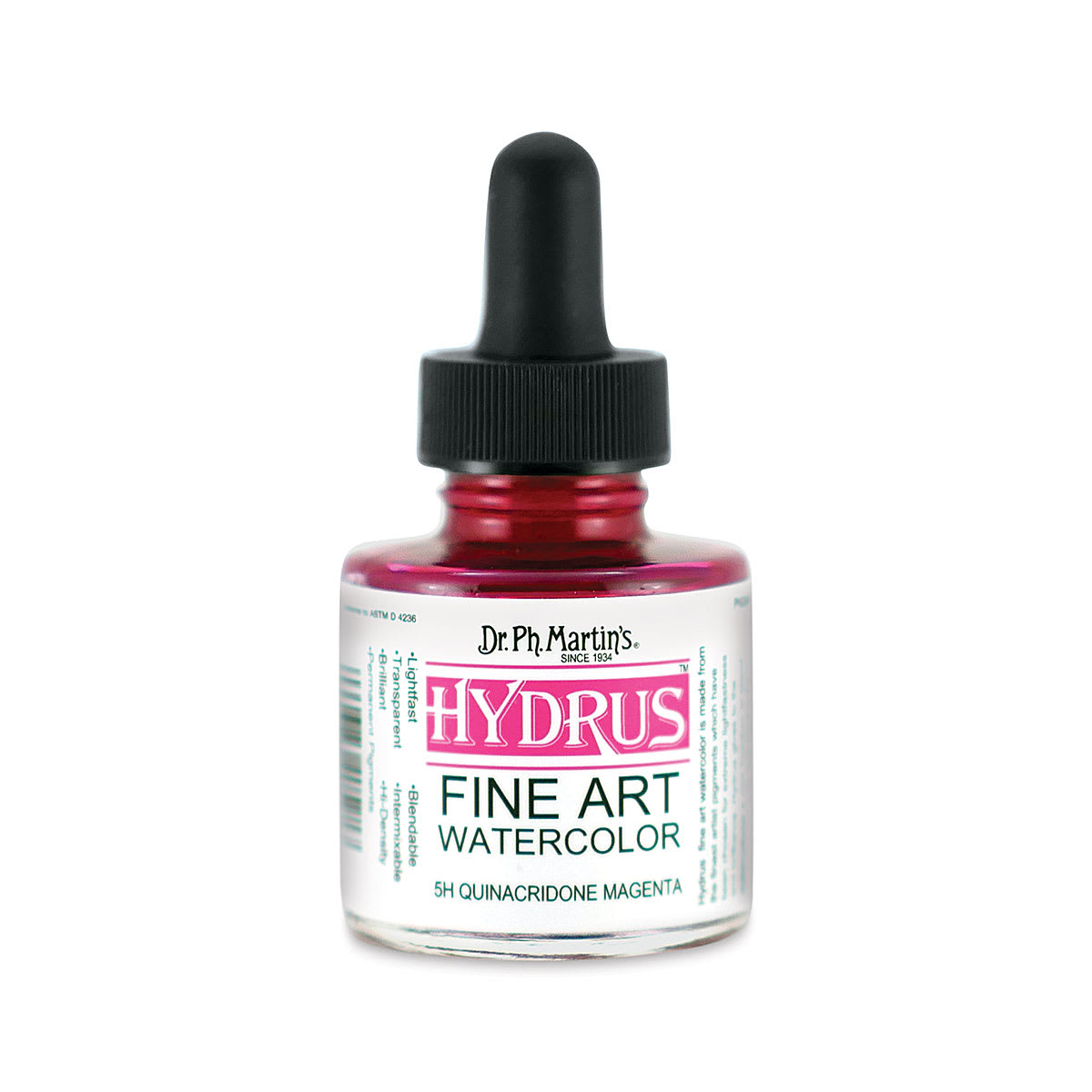 Dr. Ph. Martin's Hydrus Fine Art Liquid Watercolors -  Quinicridone Magenta, 1 oz bottle