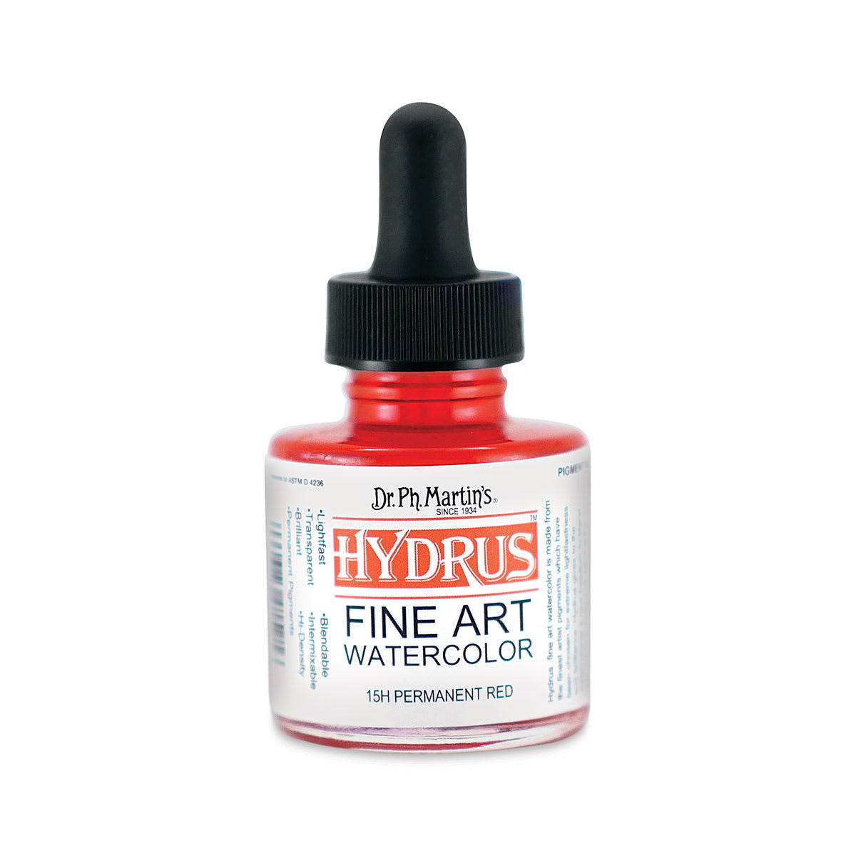 Dr. Ph. Martin's Hydrus Fine Art Liquid Watercolors - Permanent Red, 1 oz bottle
