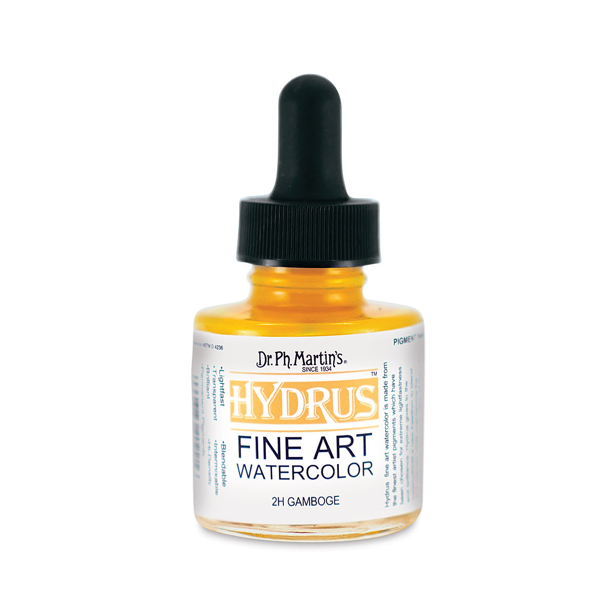 Dr. Ph. Martin's Hydrus Fine Art Liquid Watercolors - Gamboge, 1 oz bottle