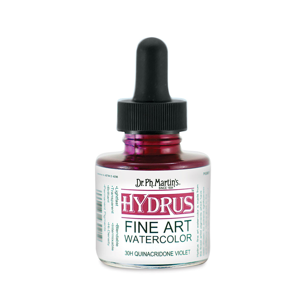 Dr. Ph. Martin's Hydrus Fine Art Liquid Watercolors - Quinacridone Violet, 1 oz bottle