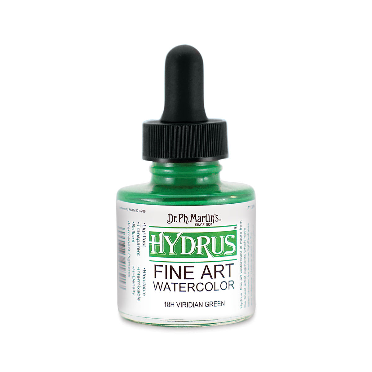 Dr. Ph. Martin's Hydrus Fine Art Liquid Watercolors - Viridian Green, 1 oz bottle