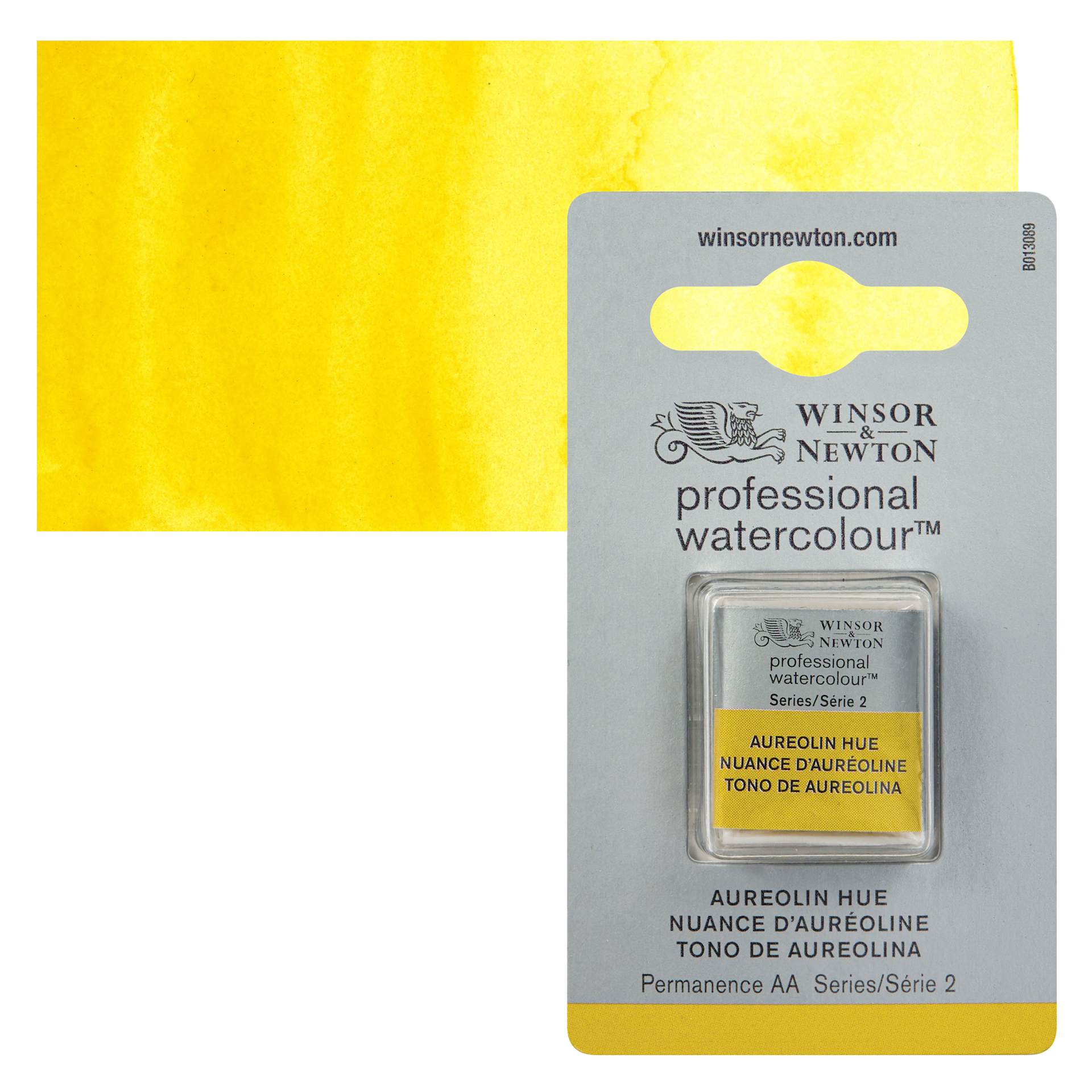 Winsor & Newton Professional Watercolor - Aureolin Hue, Half Pan and swatch