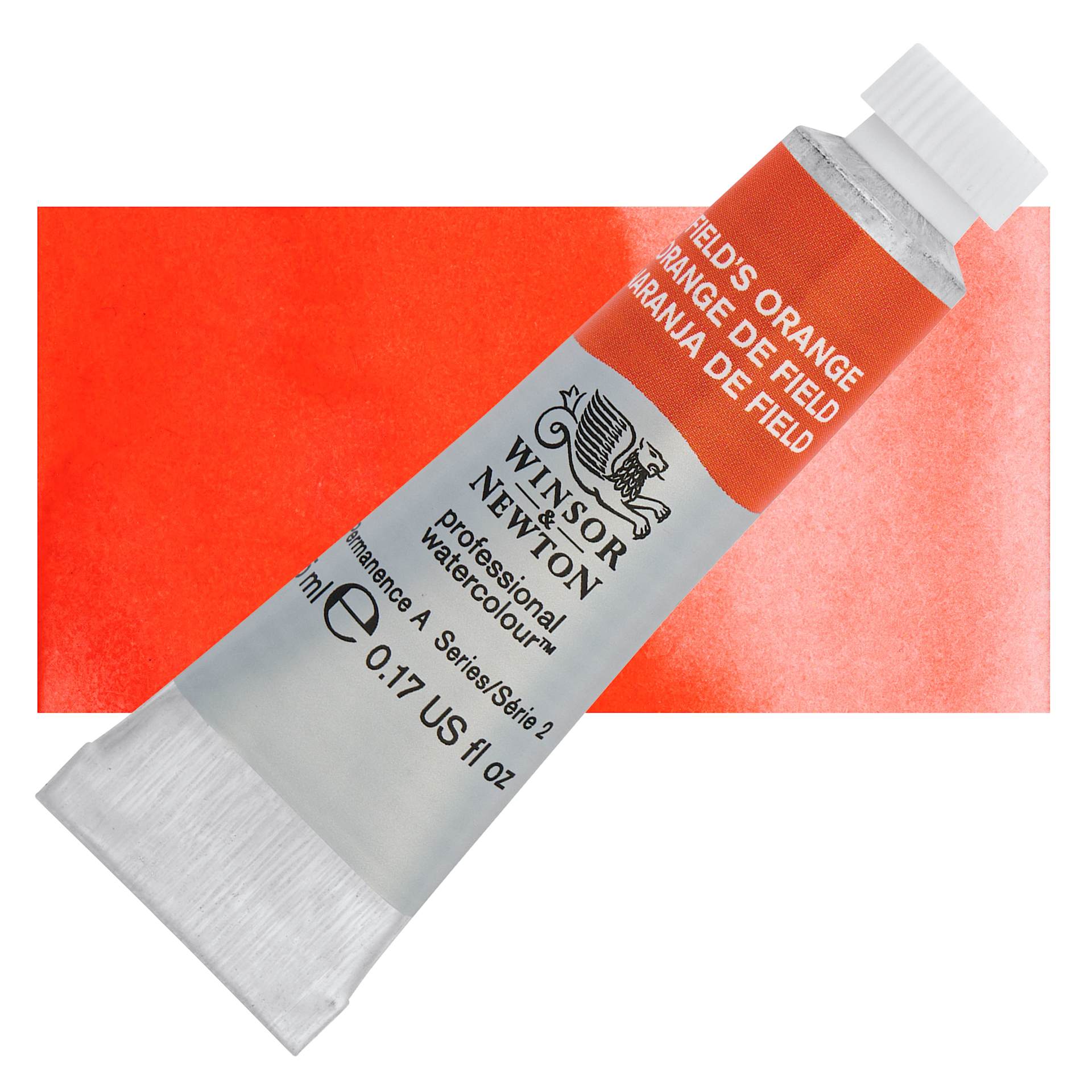 Winsor & Newton Professional Watercolor - Field's Orange, 5 ml tube and swatch