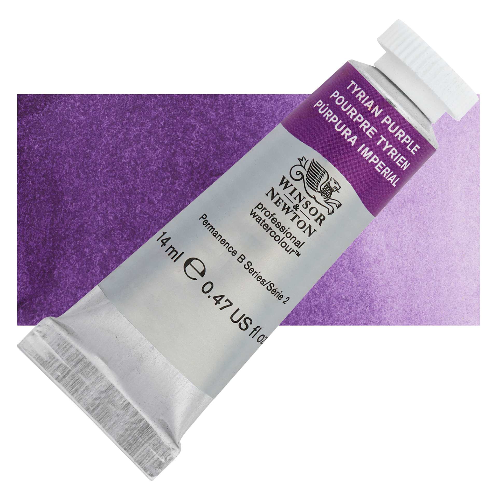 Winsor & Newton Professional Watercolor - Tyrian Purple, 14 ml Tube and swatch