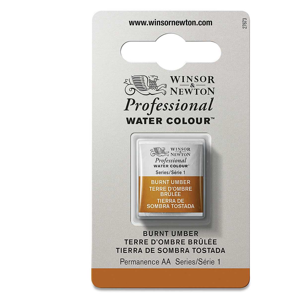 Winsor & Newton Professional Watercolor - Burnt Umber, Half Pan