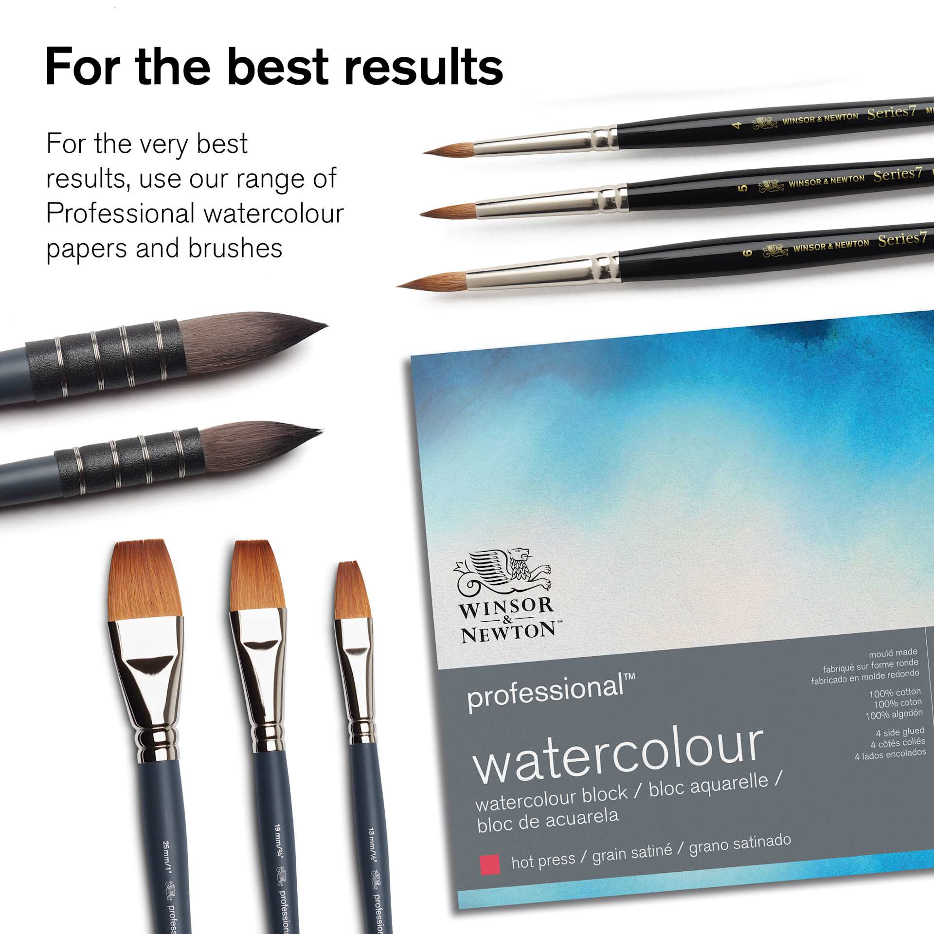 For the best results with the Winsor & Newton Professional Watercolors, they recommend using their range of professional watercolor papers and brushes. For the best results. For the best results, use our range of Professional watercolor papers and brushes.