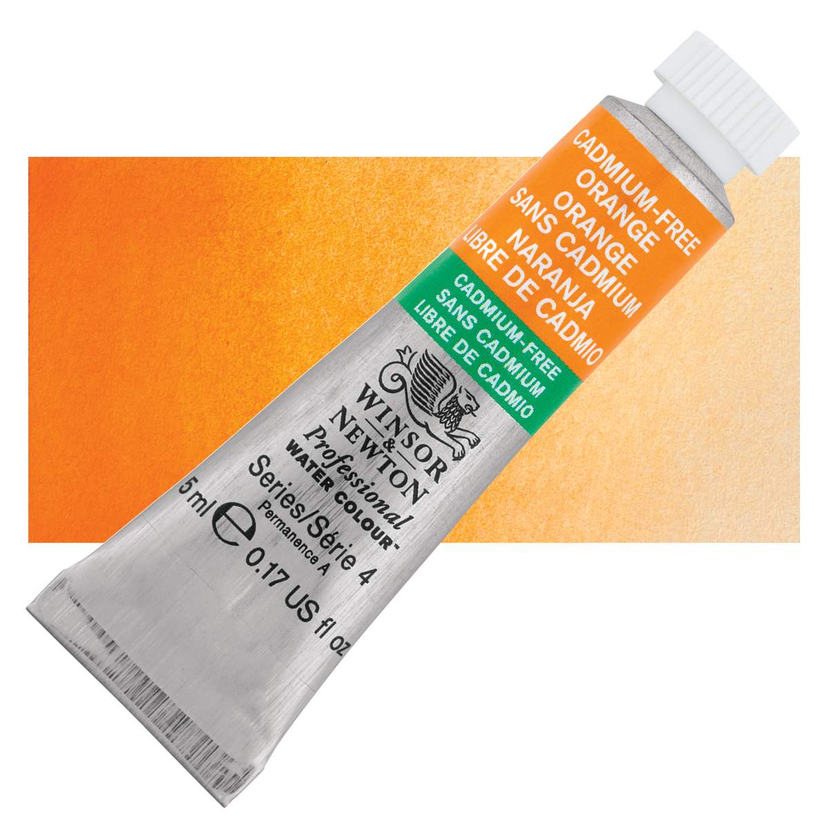 Winsor & Newton Professional Watercolor - Cadmium-Free Orange, 5 ml tube and swatch