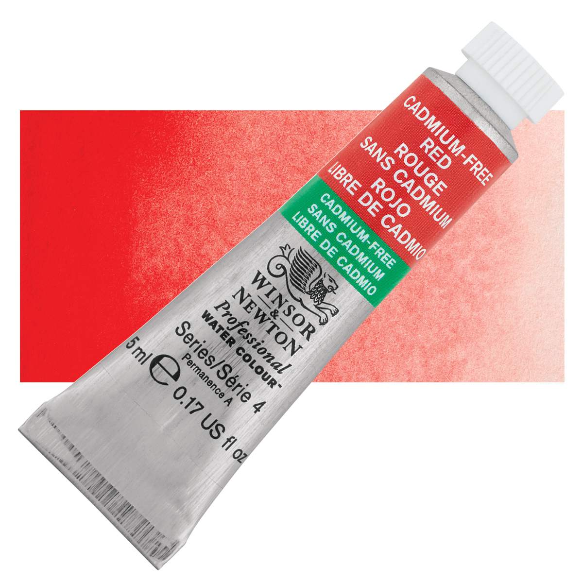 Winsor & Newton Professional Watercolor - Cadmium-Free Red, 5 ml Tube and swatch