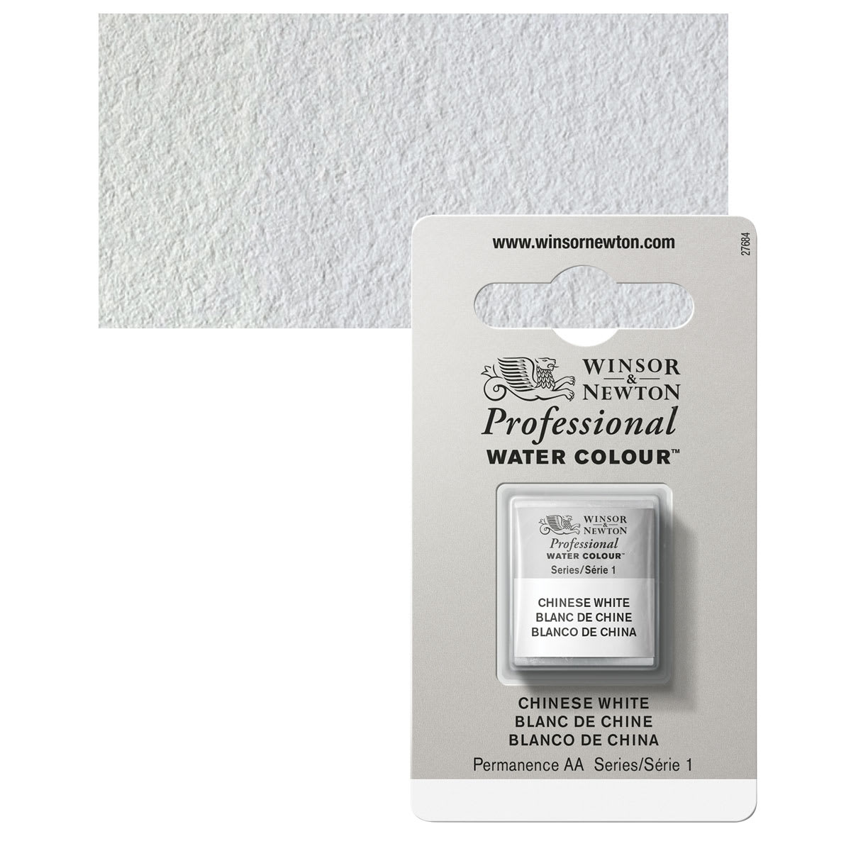Winsor & Newton Professional Watercolor - Chinese White, Half Pan and swatch