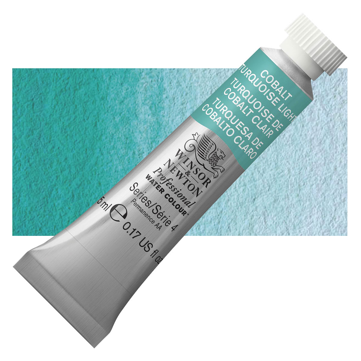 Winsor & Newton Professional Watercolor - Cobalt Turquoise Light, 5 ml tube and swatch