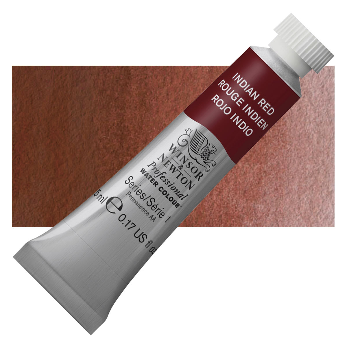 Winsor & Newton Professional Watercolor - Indian Red, 5 ml Tube and swatch