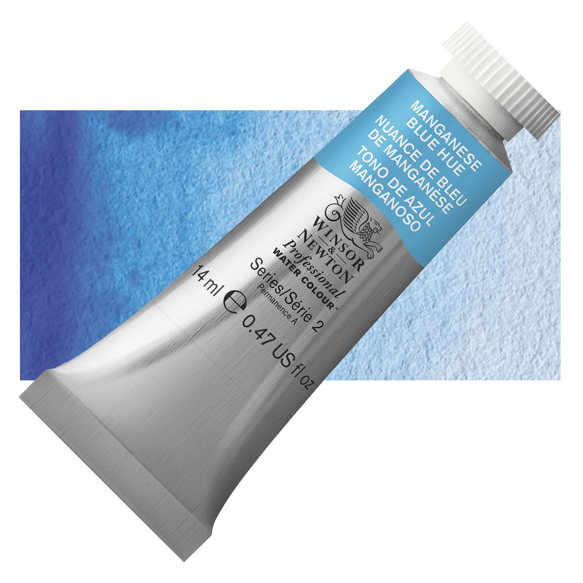Winsor & Newton Professional Watercolor - Manganese Blue Hue, 14 ml tube and swatch