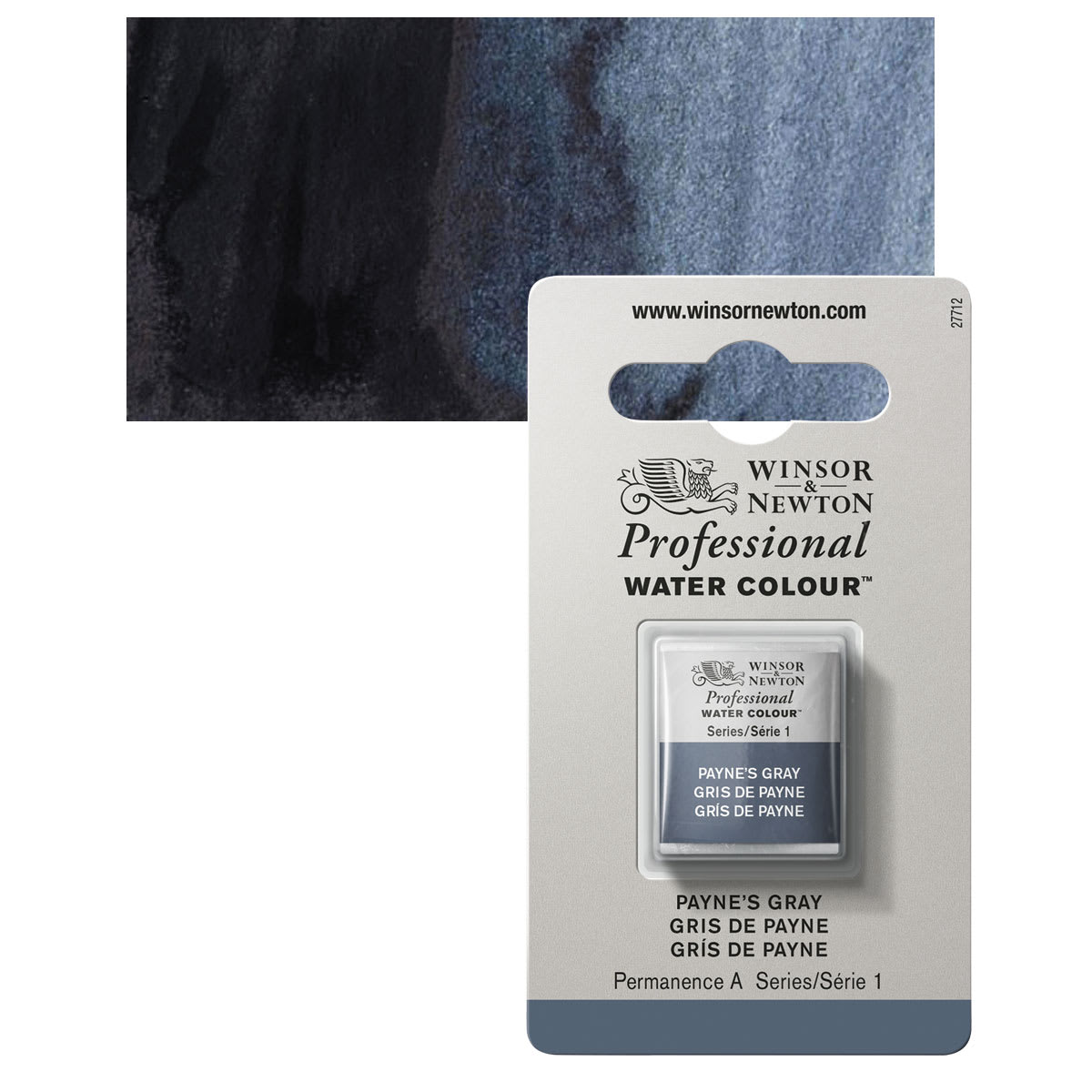 Winsor & Newton Professional Watercolor - Payne's Gray, Half Pan and swatch