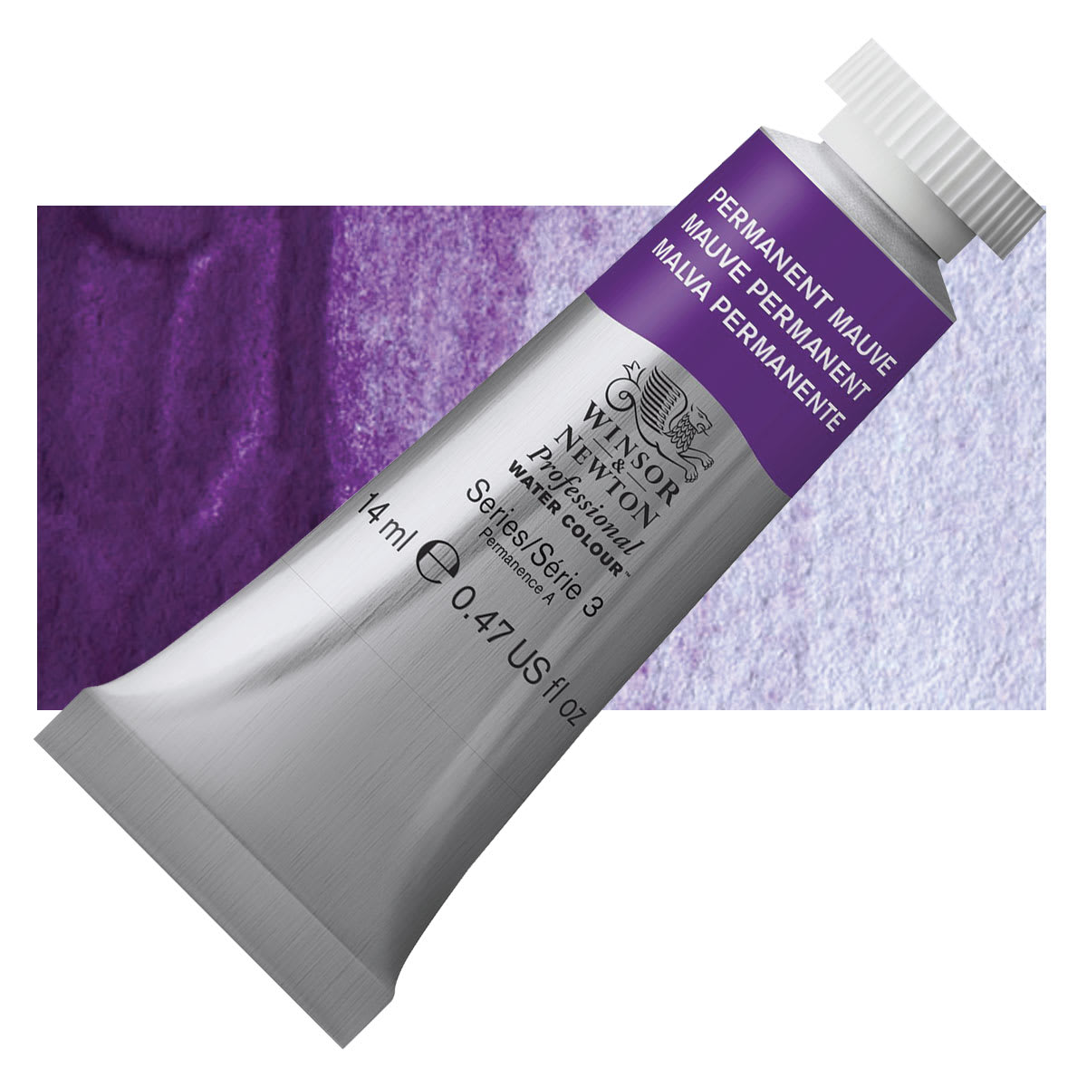 Winsor & Newton Professional Watercolor - Permanent Mauve, 14 ml Tube and swatch