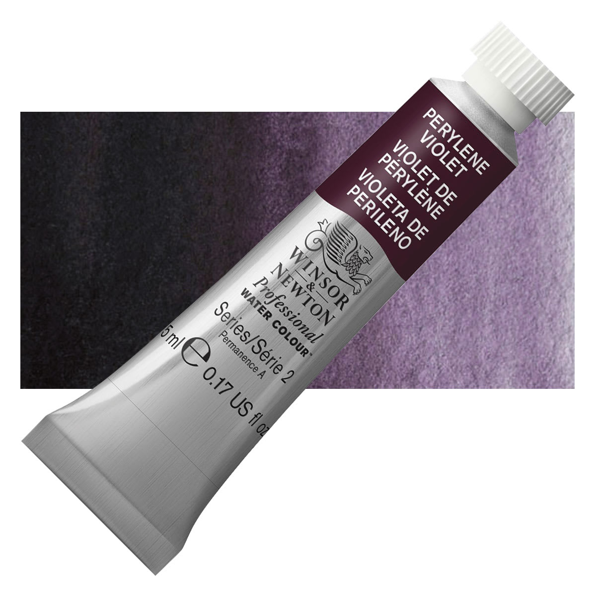 Winsor & Newton Professional Watercolor - Perylene Violet, 5 ml Tube and swatch