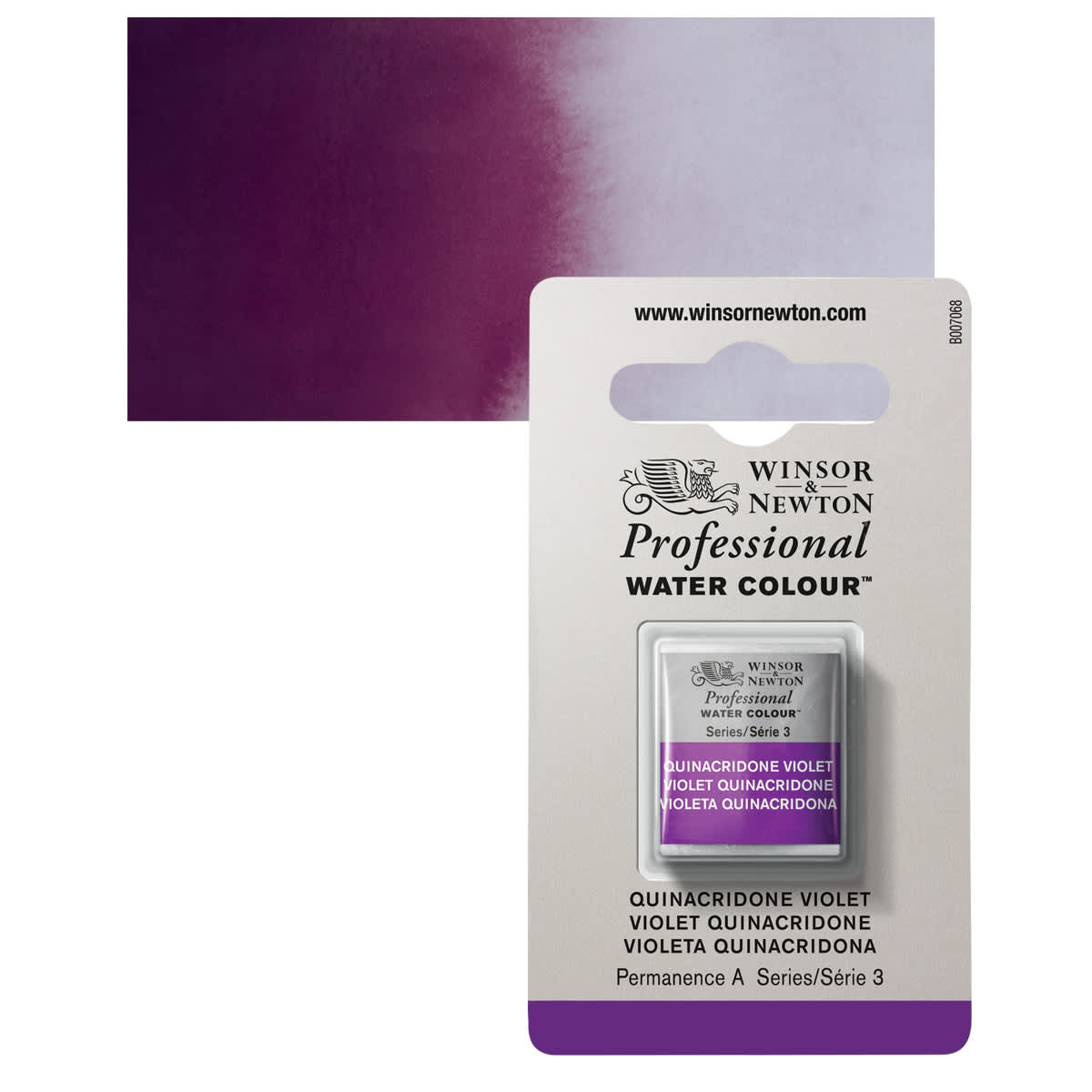 Winsor & Newton Professional Watercolor - Quinacridone Violet, Half Pan and swatch