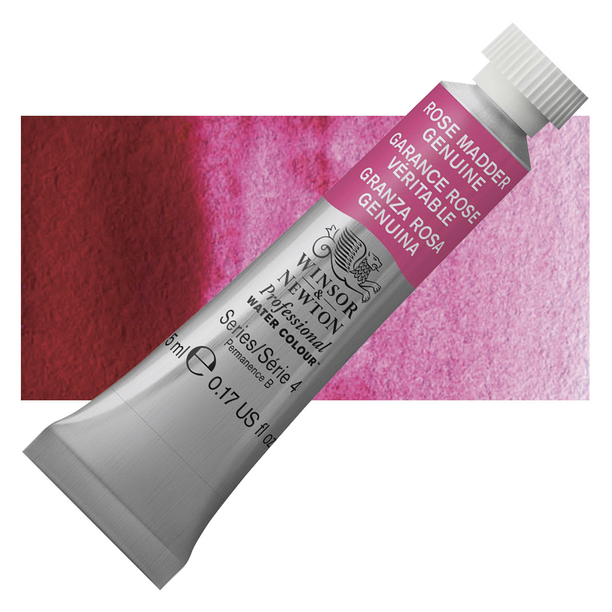 Winsor & Newton Professional Watercolor - Rose Madder Genuine, 5 ml Tube and swatch