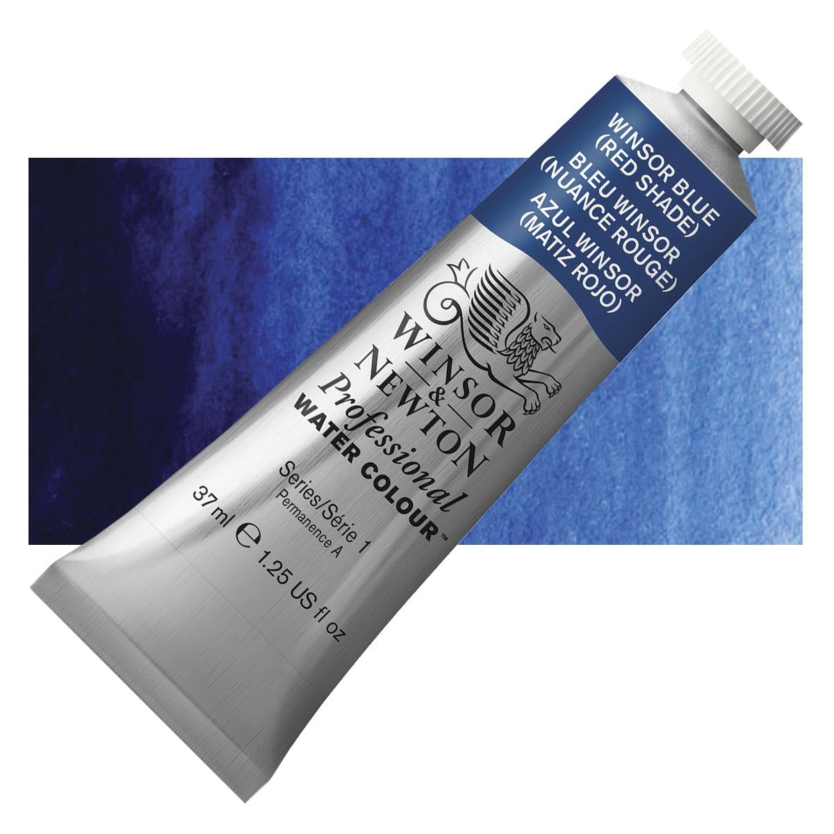 Winsor & Newton Professional Watercolor - Winsor Blue (Red Shade), 37 ml Tube and swatch