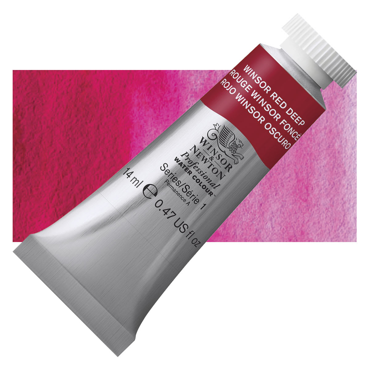 Winsor & Newton Professional Watercolor - Winsor Red Deep, 5 ml Tube and swatch