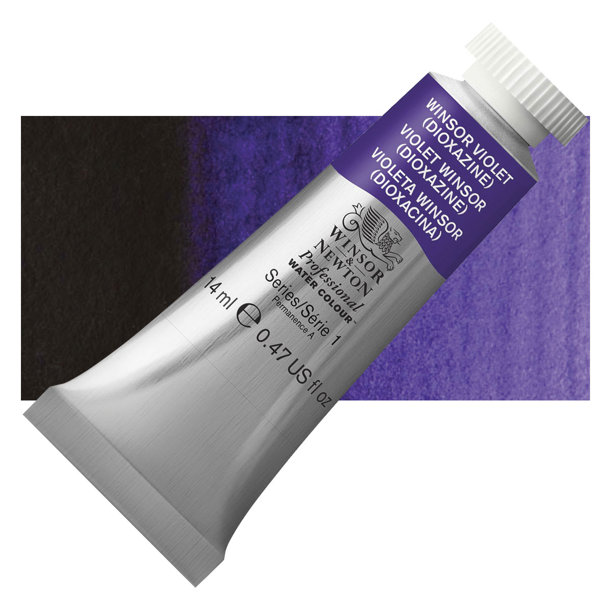 Winsor & Newton Professional Watercolor - Winsor Violet, 14 ml Tube and swatch