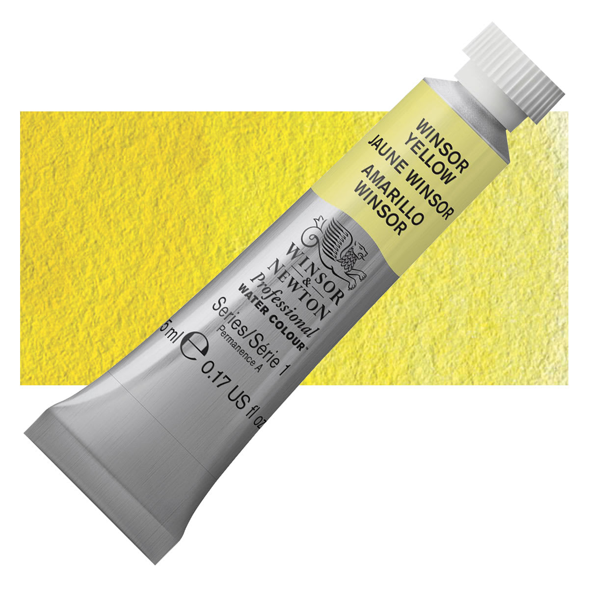 Winsor & Newton Professional Watercolor - Winsor Yellow, 5 ml Tube and swatch Winsor & Newton Professional Watercolor - Winsor Yellow, 5 ml Tube and swatch
