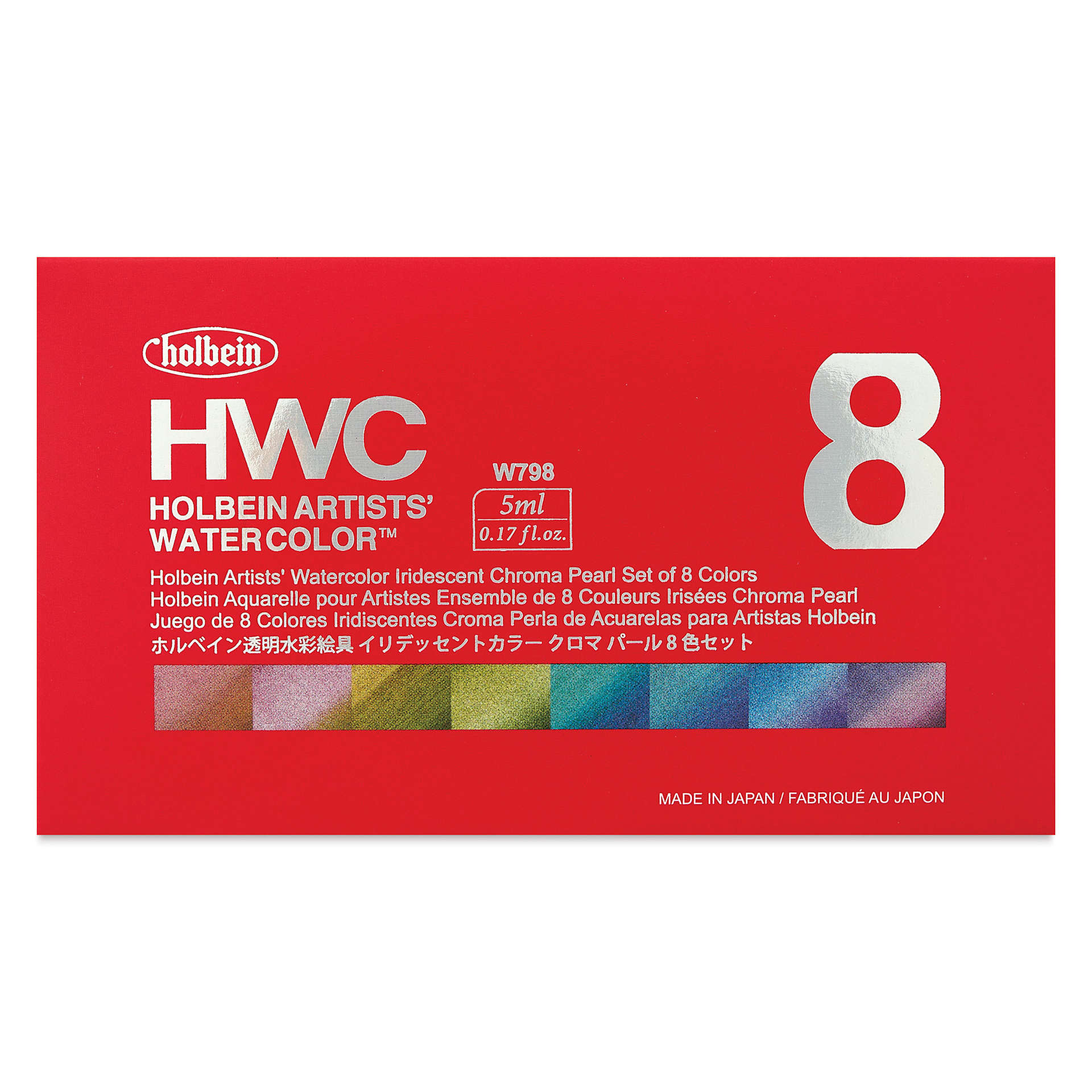 Front of Holbein Artists' Watercolor - Set of 8, Chroma Pearl Colors package