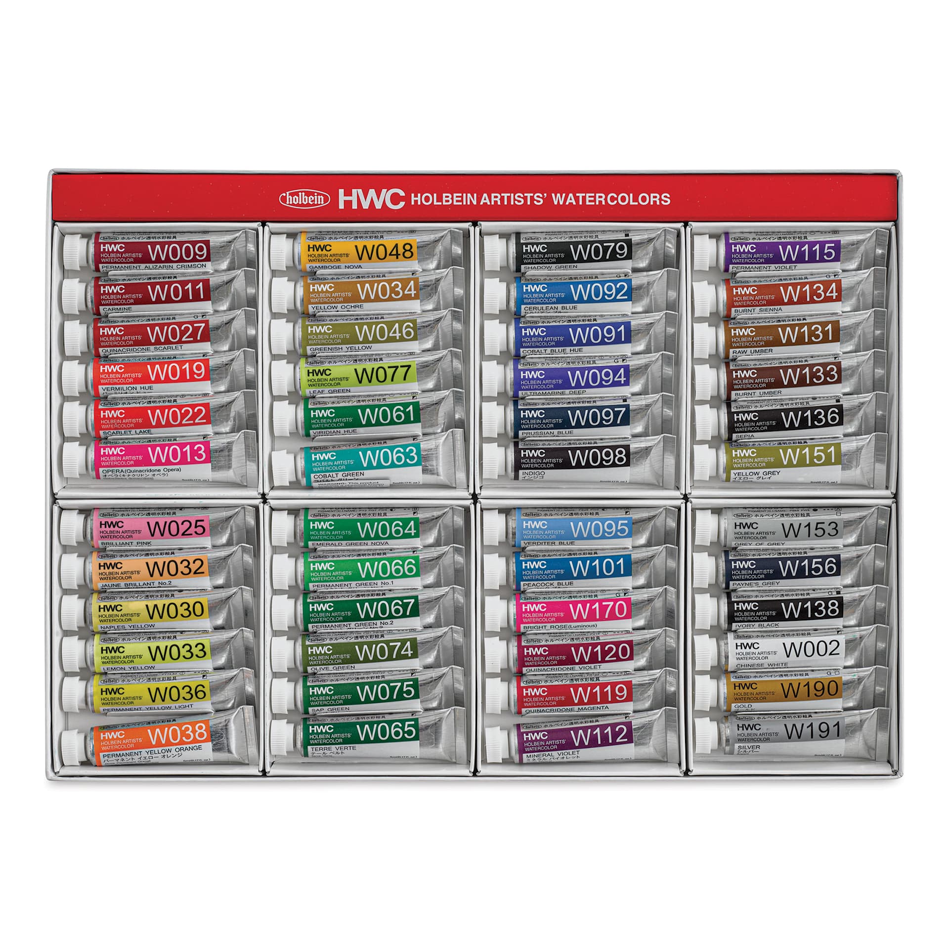 Holbein Artists' Watercolor - Assorted Colors, Set of 48, 5 ml