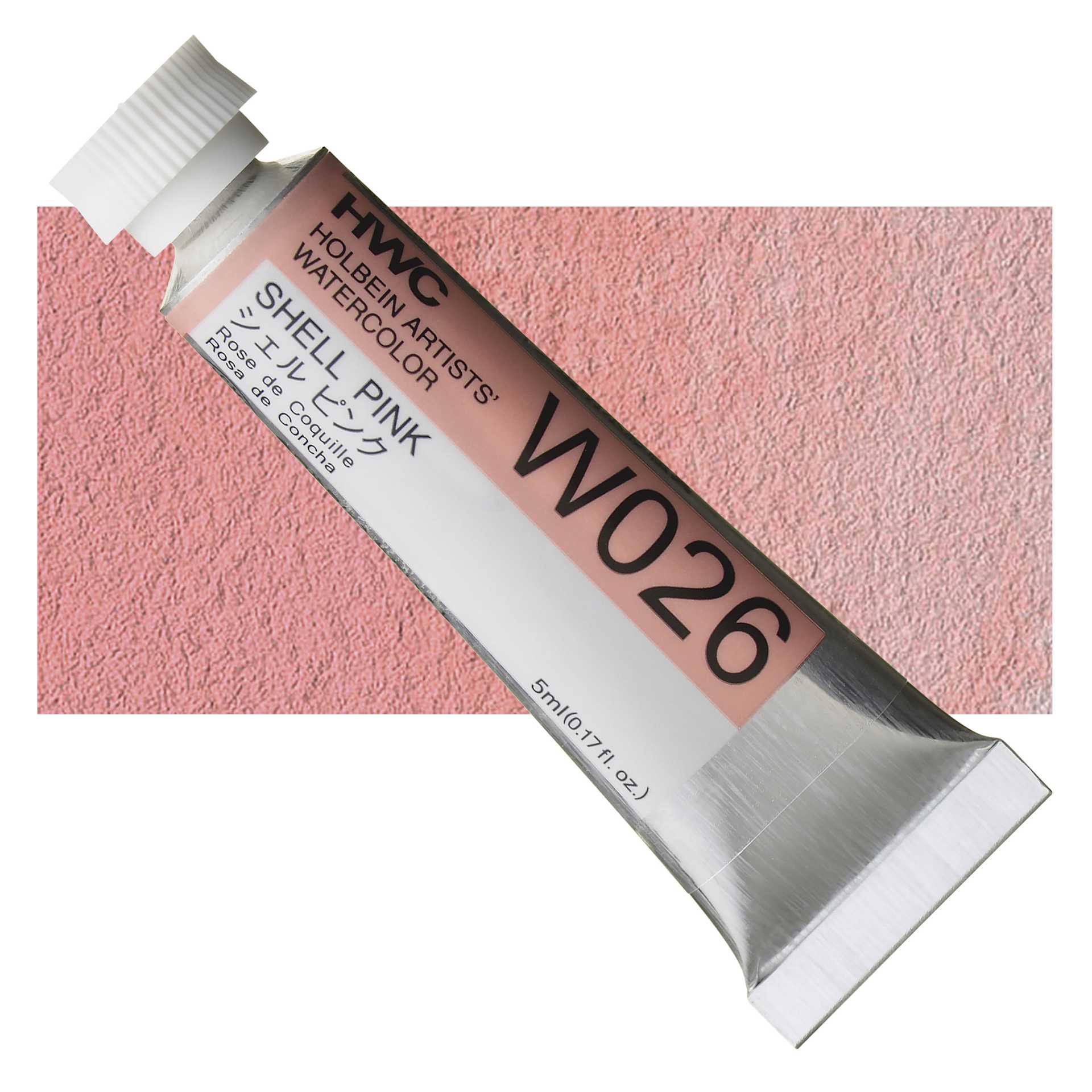 Holbein Artists' Watercolor - Shell Pink, 5 ml tube and swatch