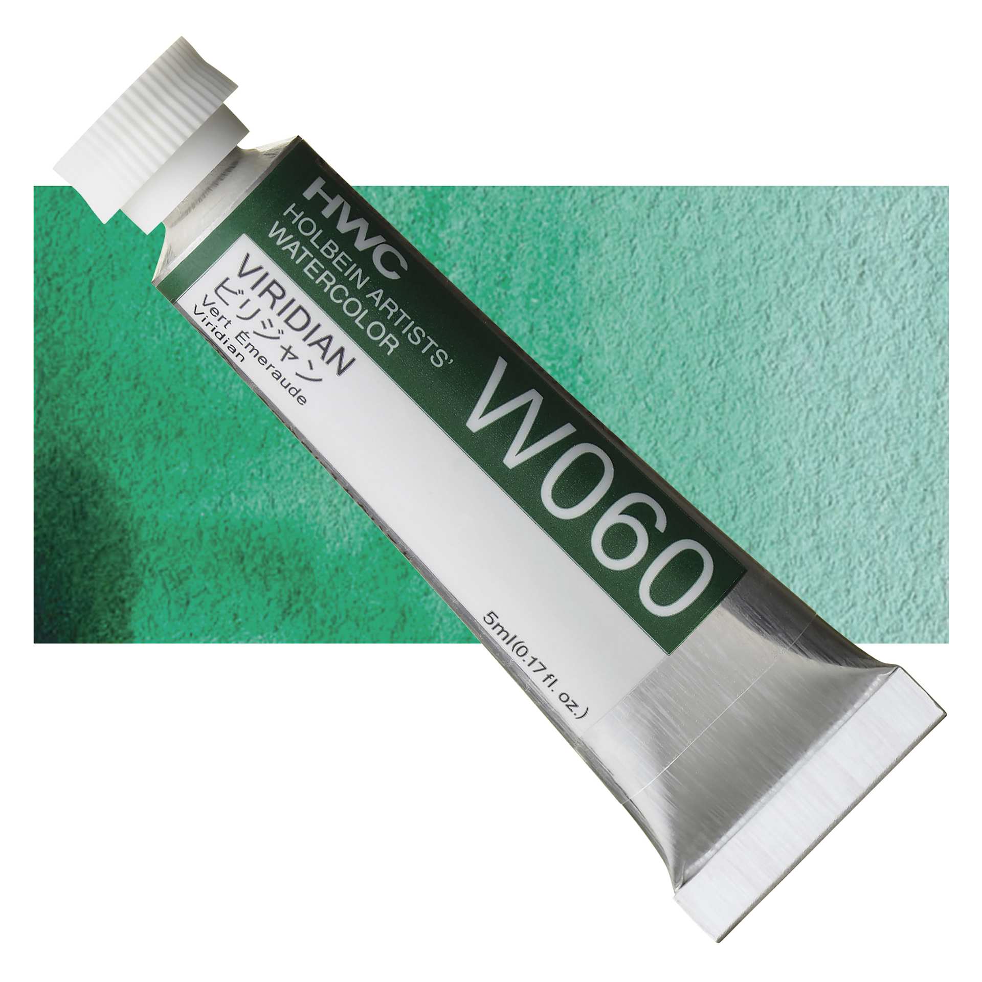 Holbein Artists' Watercolor - Viridian, 5 ml tube and swatch