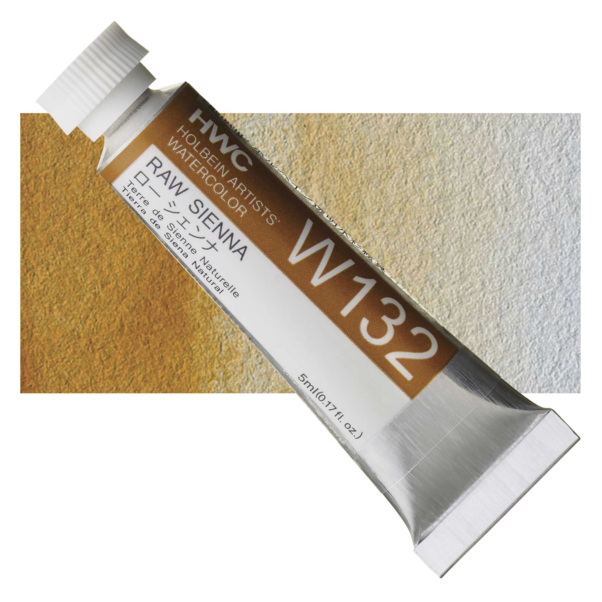 Holbein Artists' Watercolor - Raw Sienna, 5 ml tube and swatch