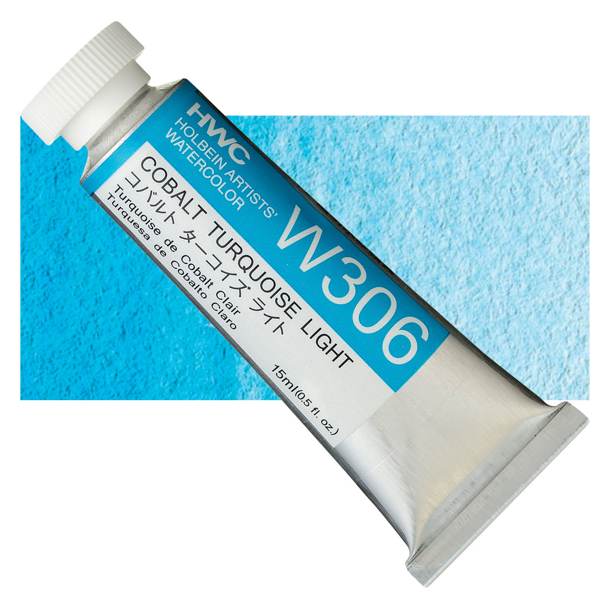 Holbein Artists' Watercolor - Cobalt Turquoise Light, 15 ml tube and swatch
