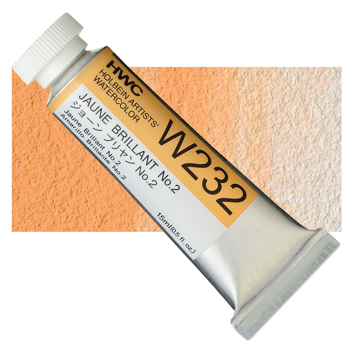 Holbein Artists' Watercolor - Jaune Brilliant 2, 15 ml tube and swatch