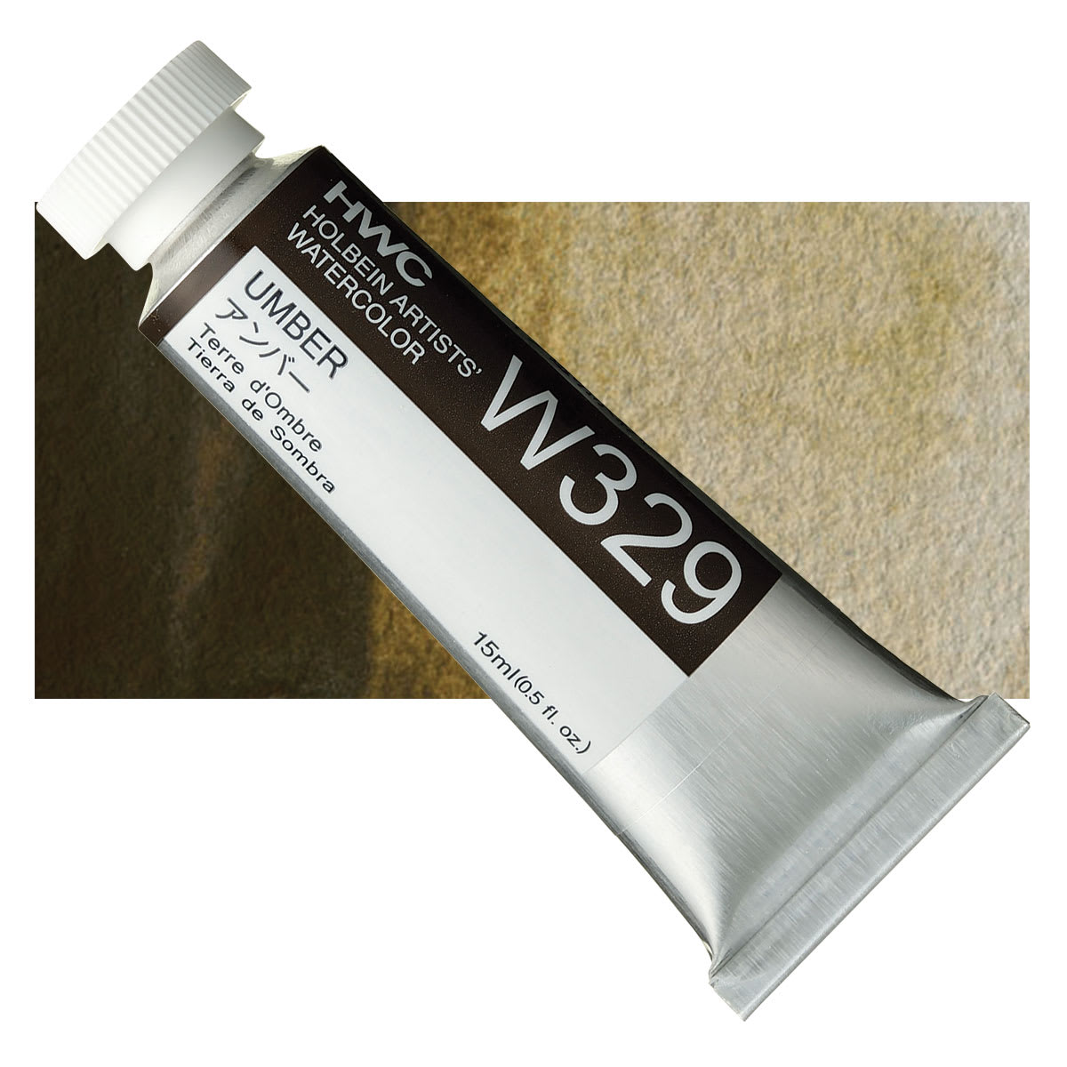 Holbein Artists' Watercolor - Umber, 15 ml tube and swatch
