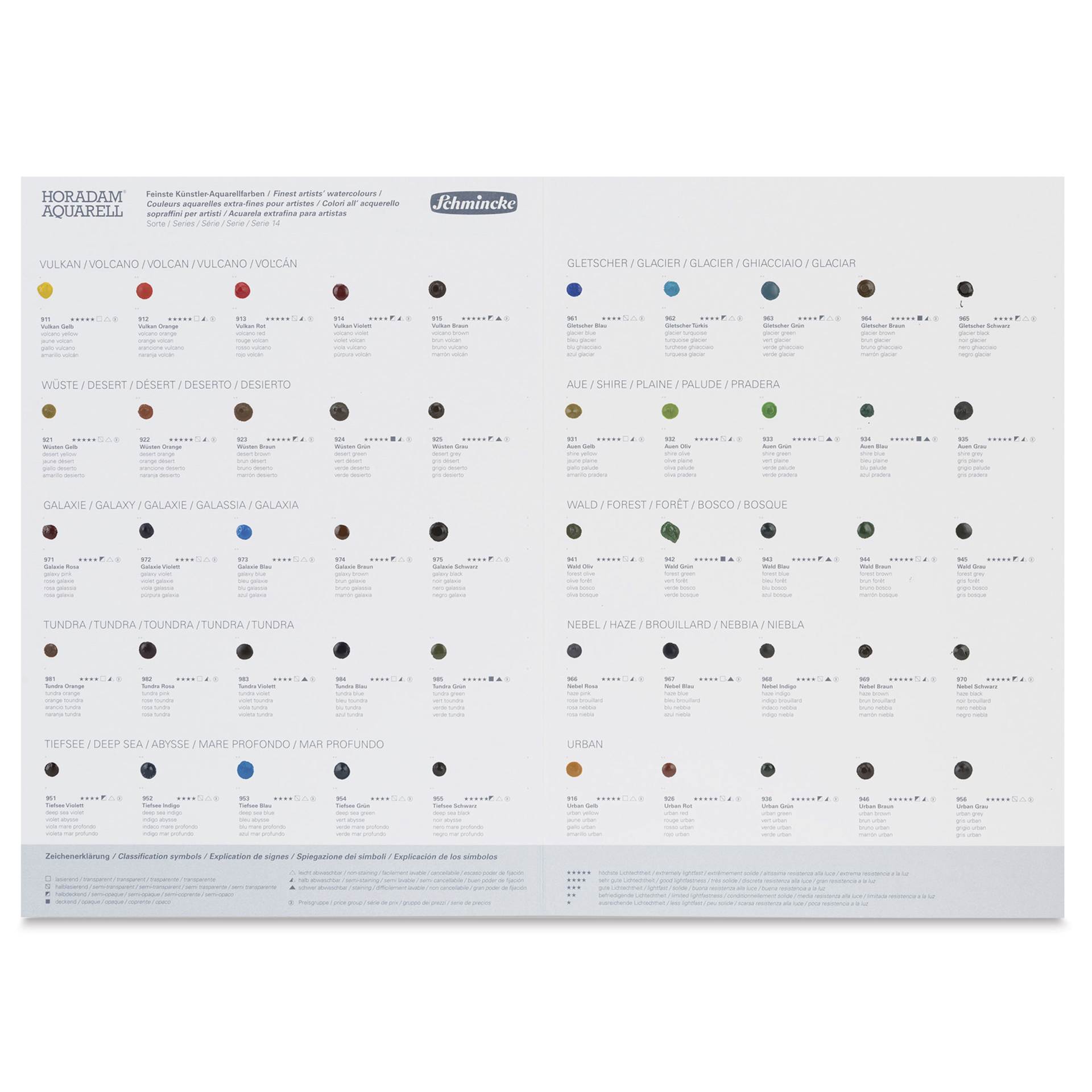 Schmincke Horadam Aquarell Artist Watercolor - 50 Color Dot Card, Supergranulation
