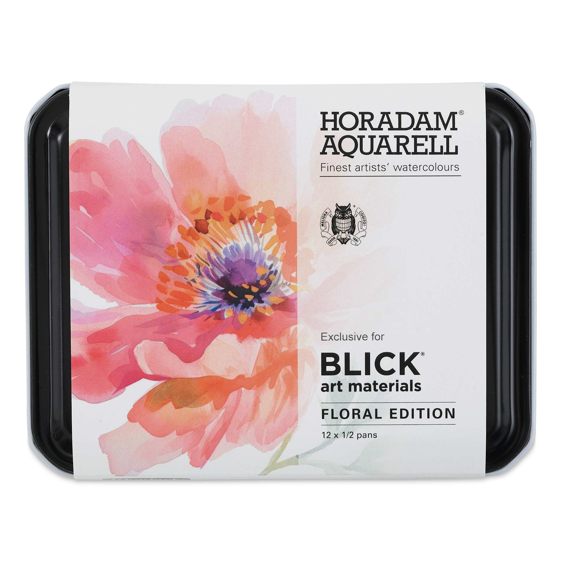 Schmincke Horadam Aquarell Watercolor Pans - Set of 12, Floral Half Pans - Blick Exclusive! front of package