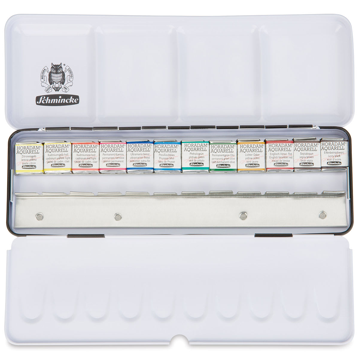 Schmincke Horadam Aquarell Watercolor Set - Assorted Colors, Set of 12 with 12 Empty Half Pans Schmincke Horadam Aquarell Watercolor Set - Assorted Colors, Set of 12 with 12 Empty Half Pans