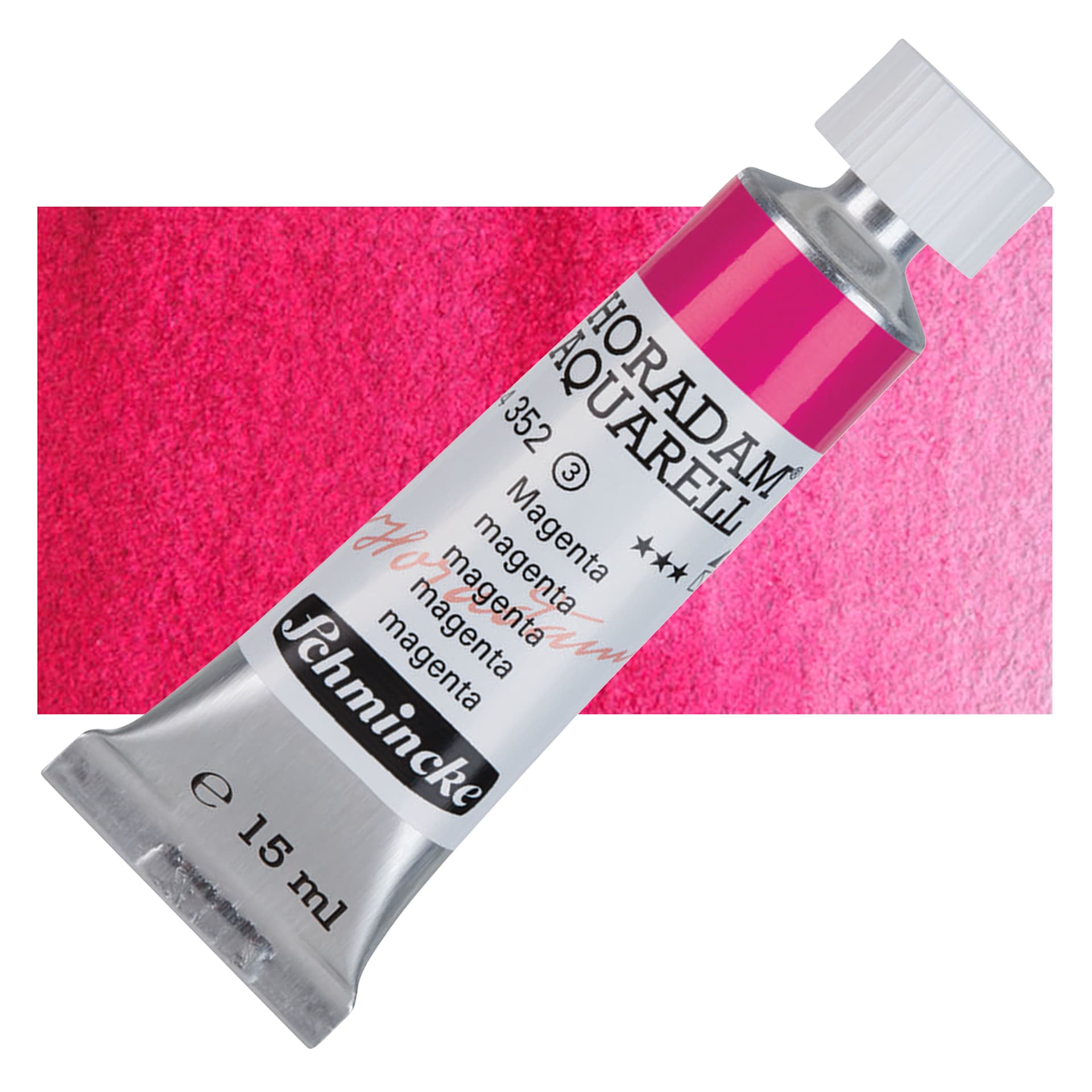 Schmincke Horadam Aquarell Watercolor - Magenta, 15 ml tube and swatch