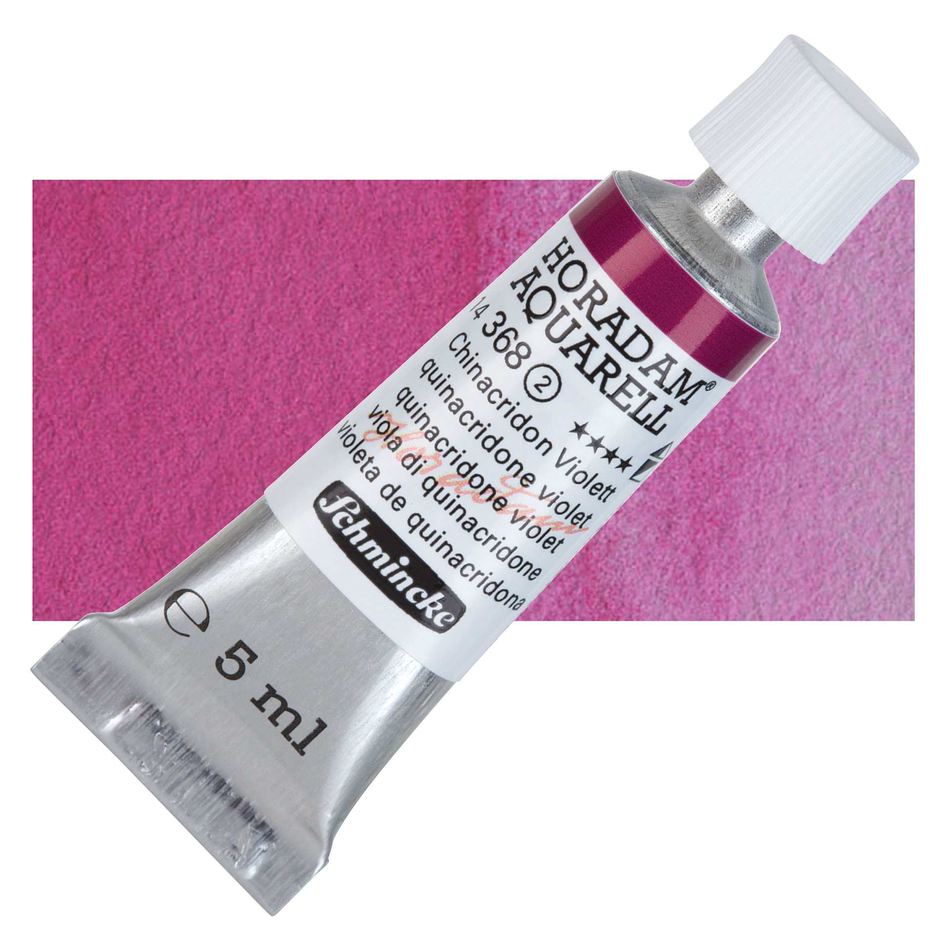 Schmincke Horadam Aquarell Watercolor - Quinacridone Violet, 5 ml tube and swatch