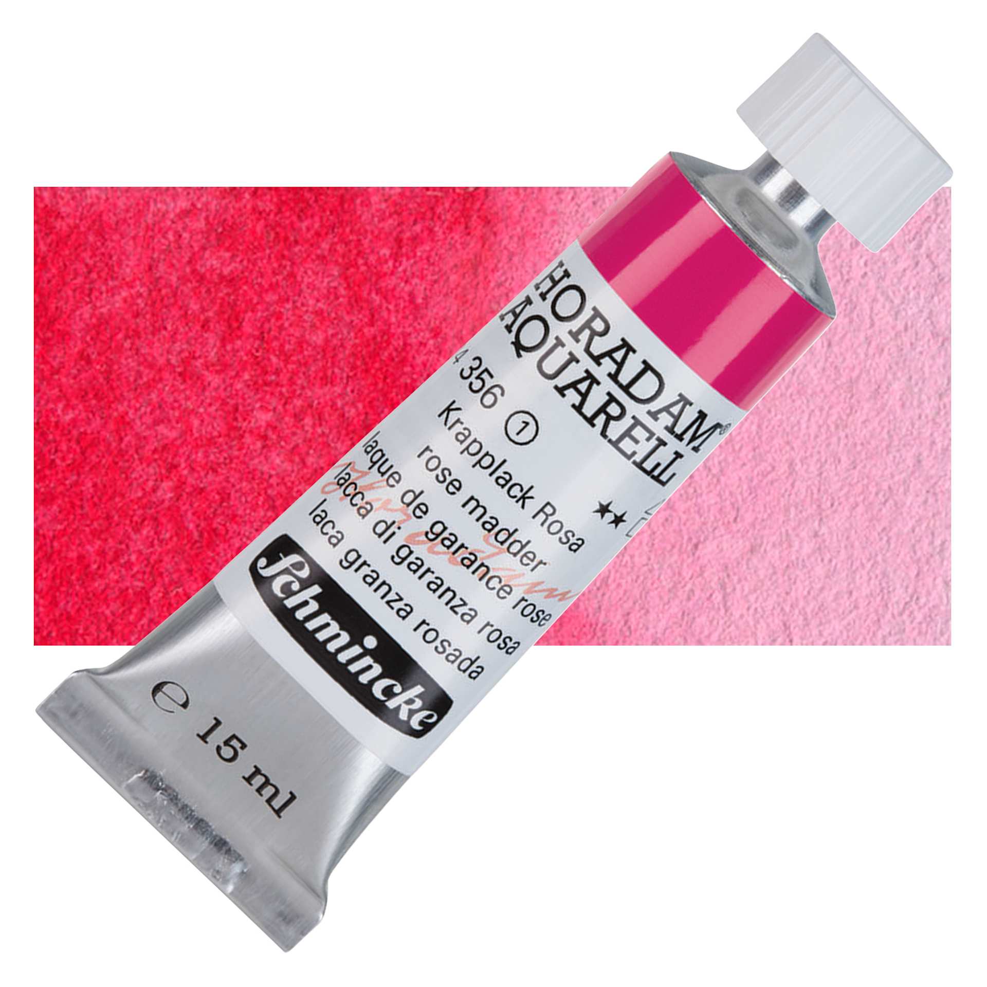 Schmincke Horadam Aquarell Watercolor - Rose Madder, 15 ml tube and swatch