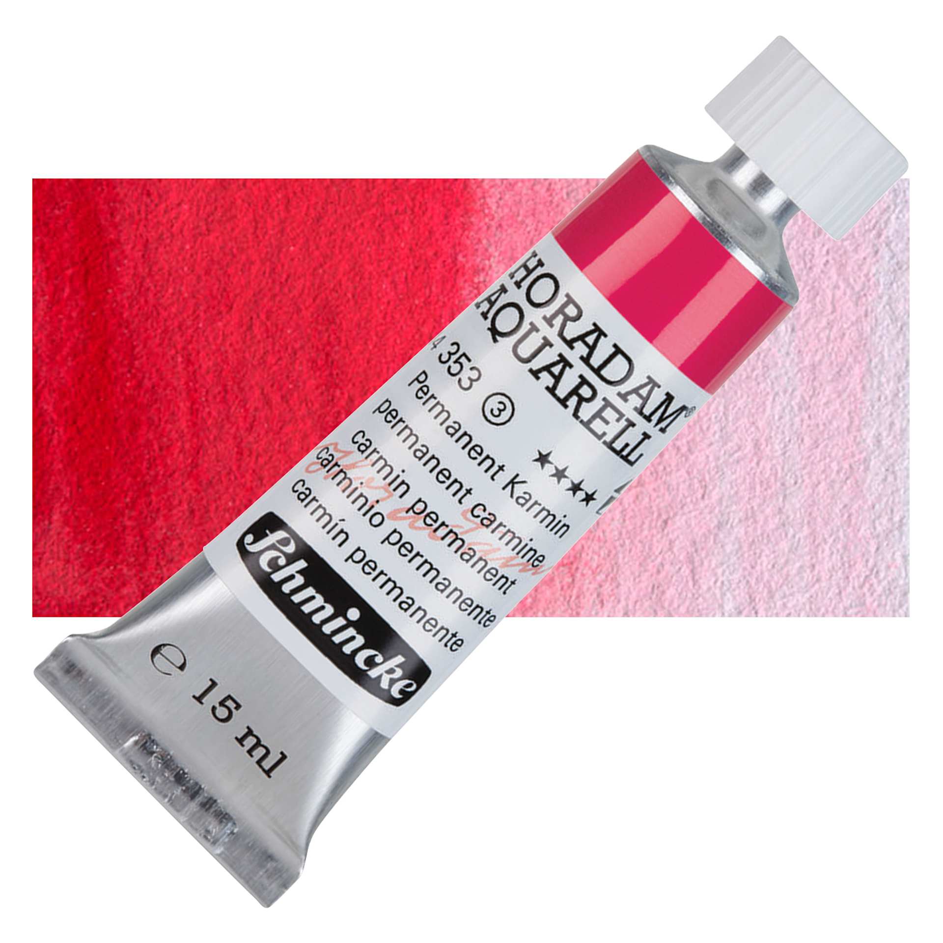 Schmincke Horadam Aquarell Watercolor - Permanent Carmine, 15 ml tube and swatch