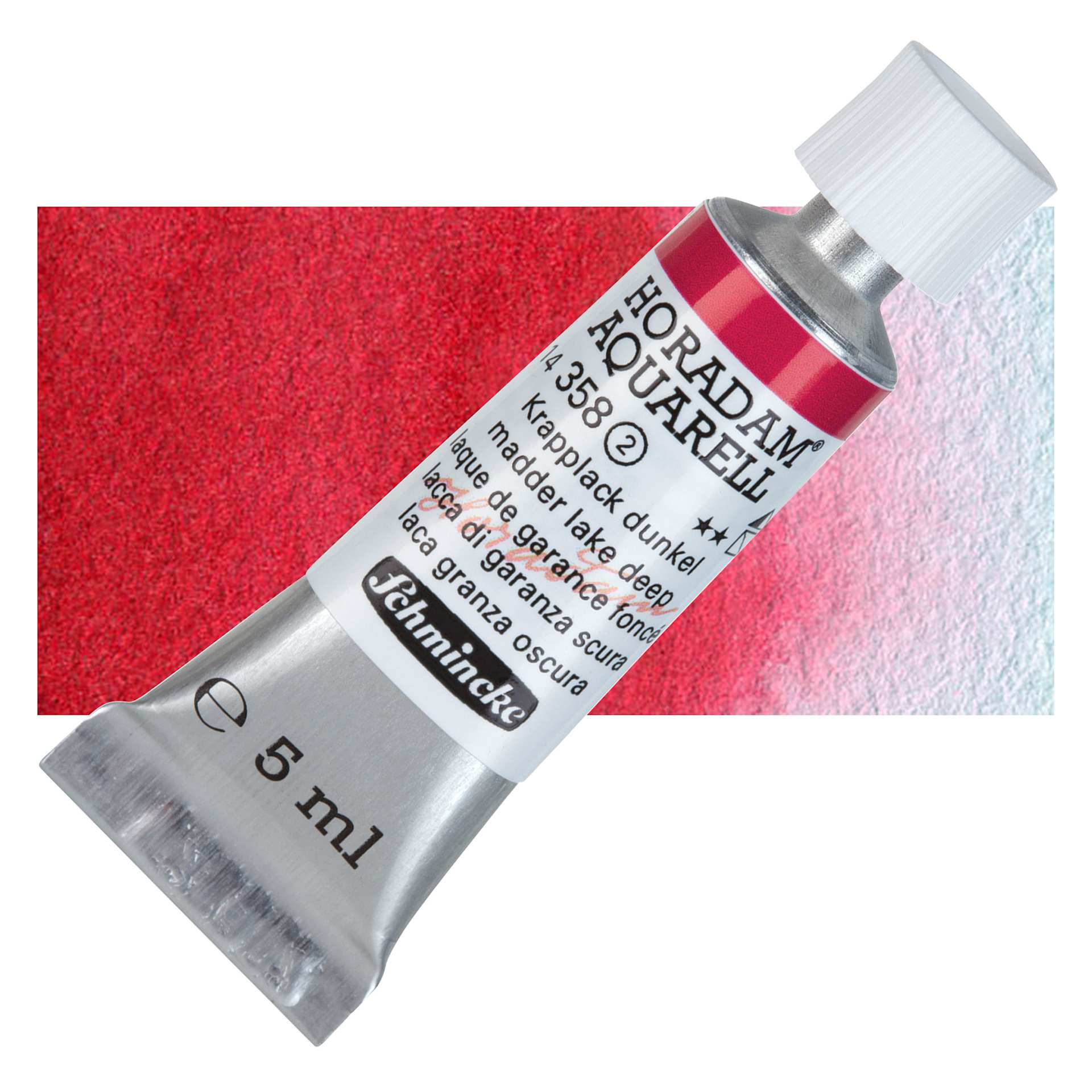 Schmincke Horadam Aquarell Watercolor - Madder Lake Deep, 5 ml tube and swatch