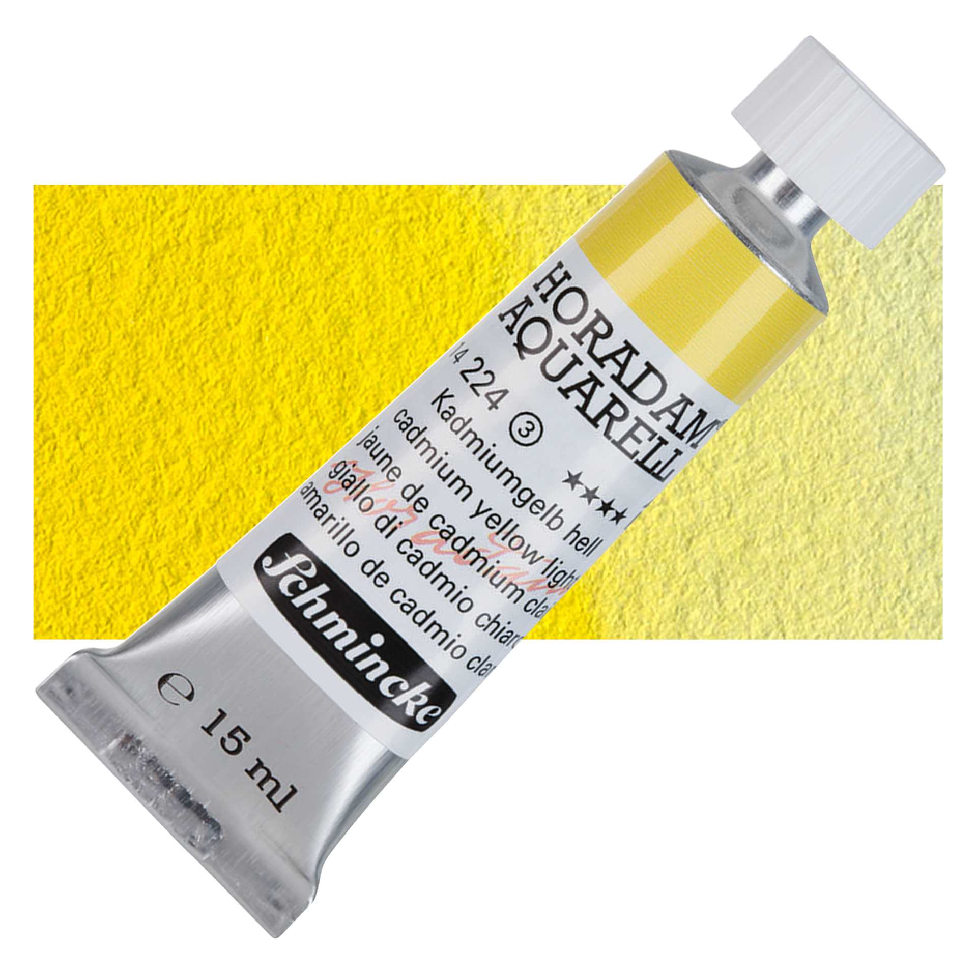 Schmincke Horadam Aquarell Artist Watercolor - Cadmium Yellow Light, 15 ml tube and swatch