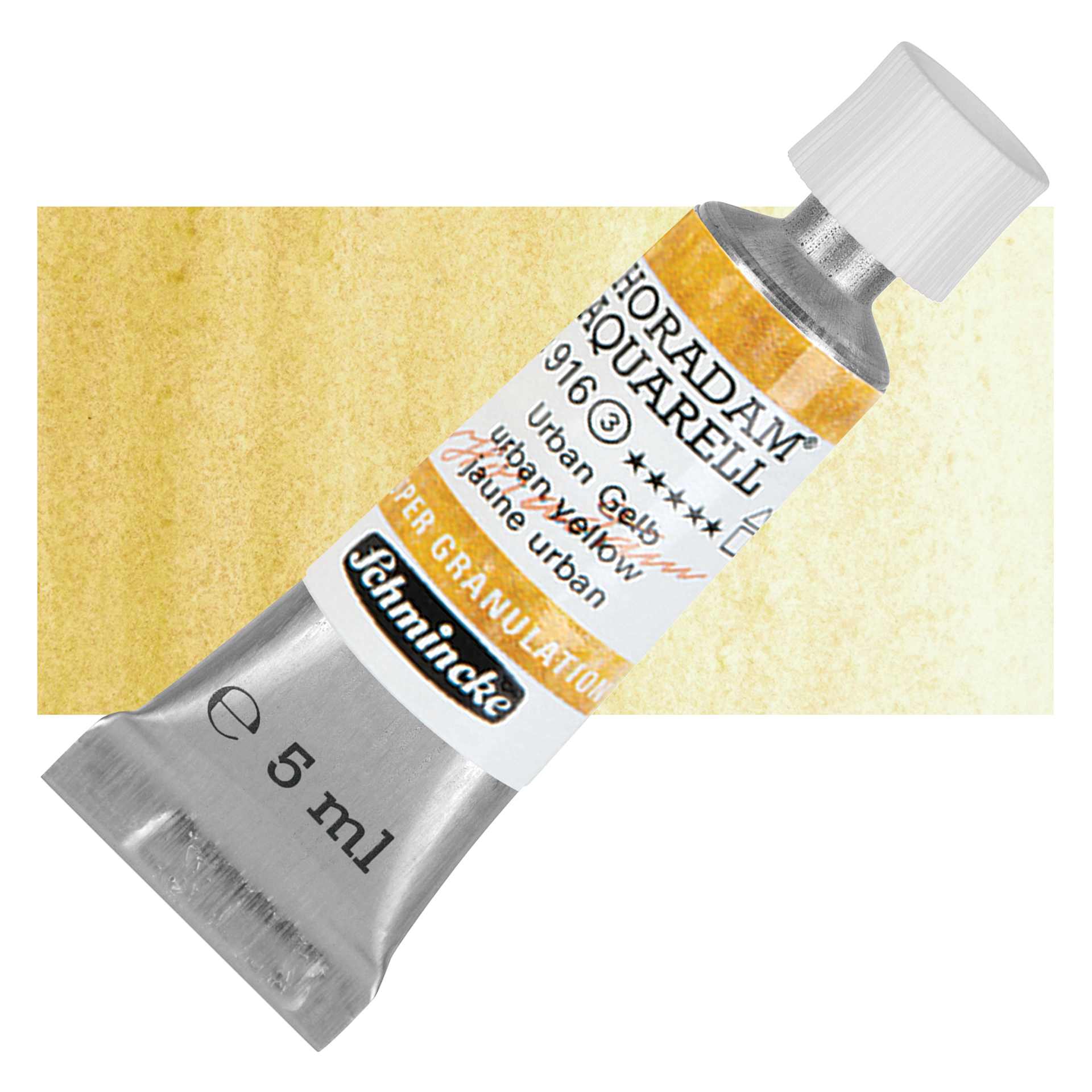 Schmincke Horadam Aquarell Artist Watercolor - Urban Yellow, 5 ml tube and swatch