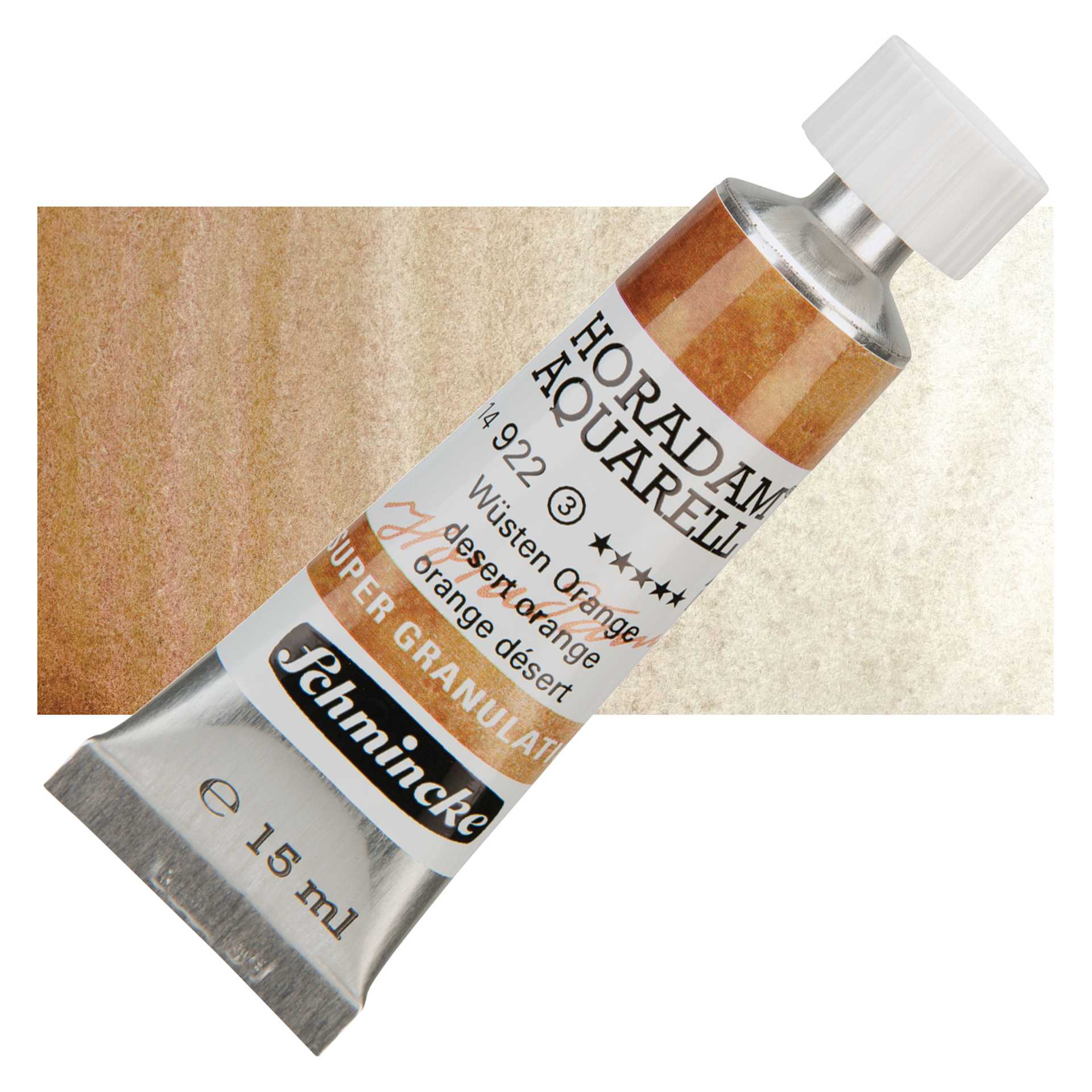 Schmincke Horadam Aquarell Artist Watercolor - Desert Orange, Supergranulation, 15 ml, Tube and swatch