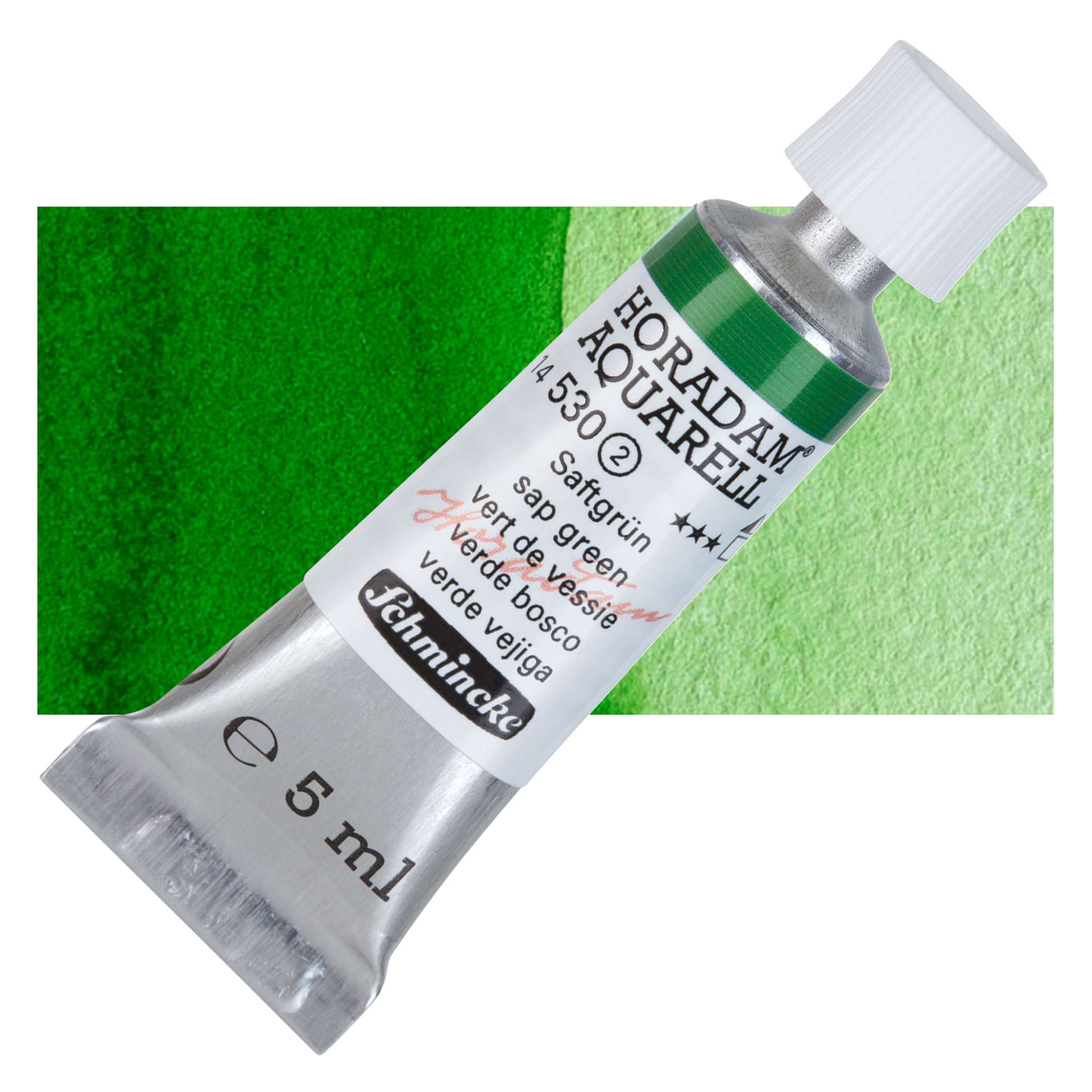 Schmincke Horadam Aquarell Artist Watercolor - Sap Green, 5 ml tube and swatch